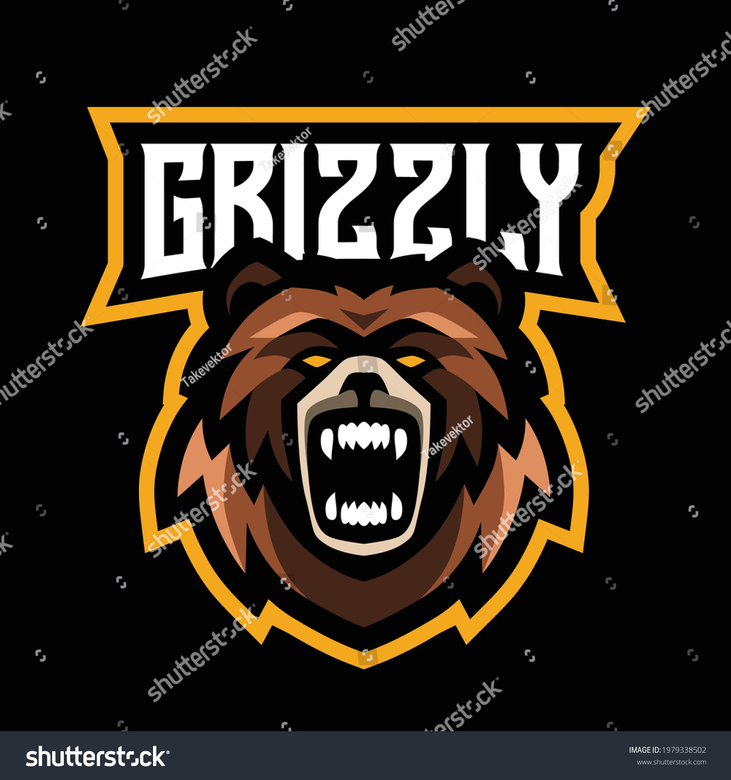 Angry Grizzly Mascot Gaming Logo Stock Vector (Royalty Free) 1979338502 ...