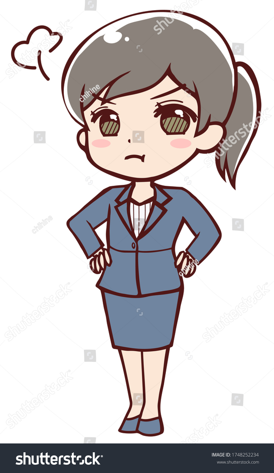 angry grumpy frustrated animestyle female office stock vector royalty free 1748252234 shutterstock