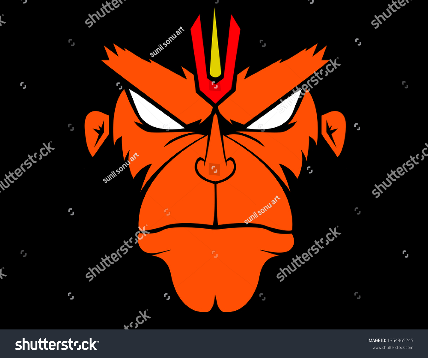 Angry Lord Hanuman Vector Design Stock Vector Royalty Free 1354365245