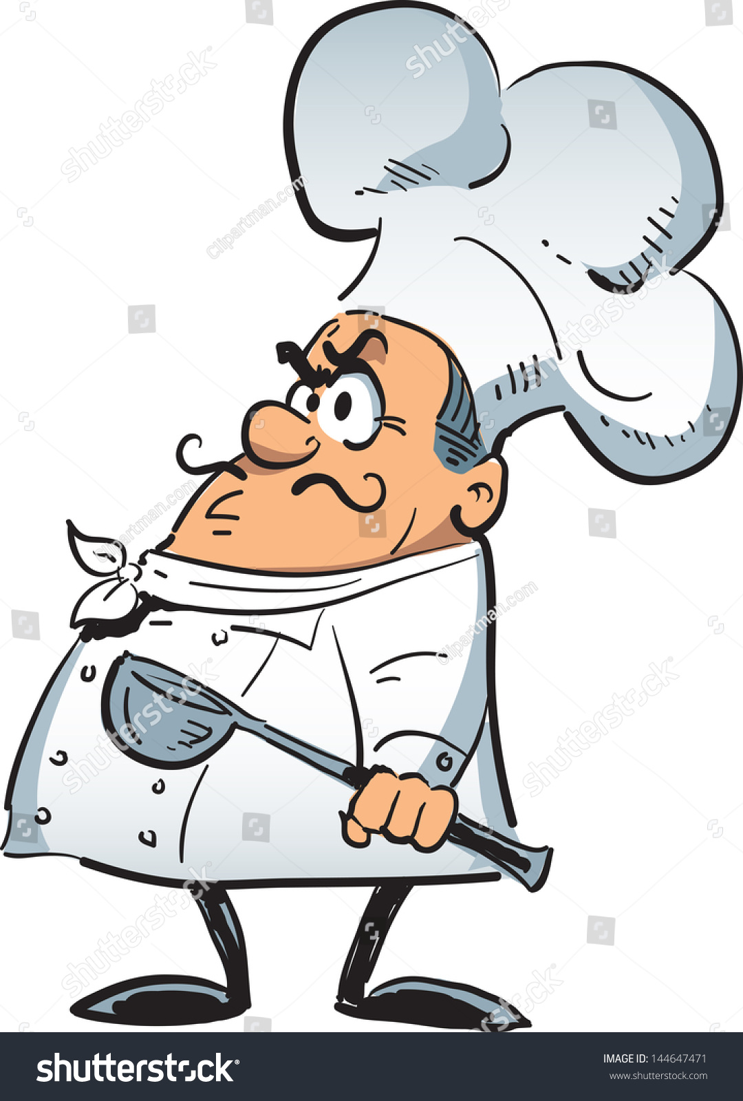 Angry Male Gourmet Chef Holding Ladle Stock Vector 144647471 - Shutterstock