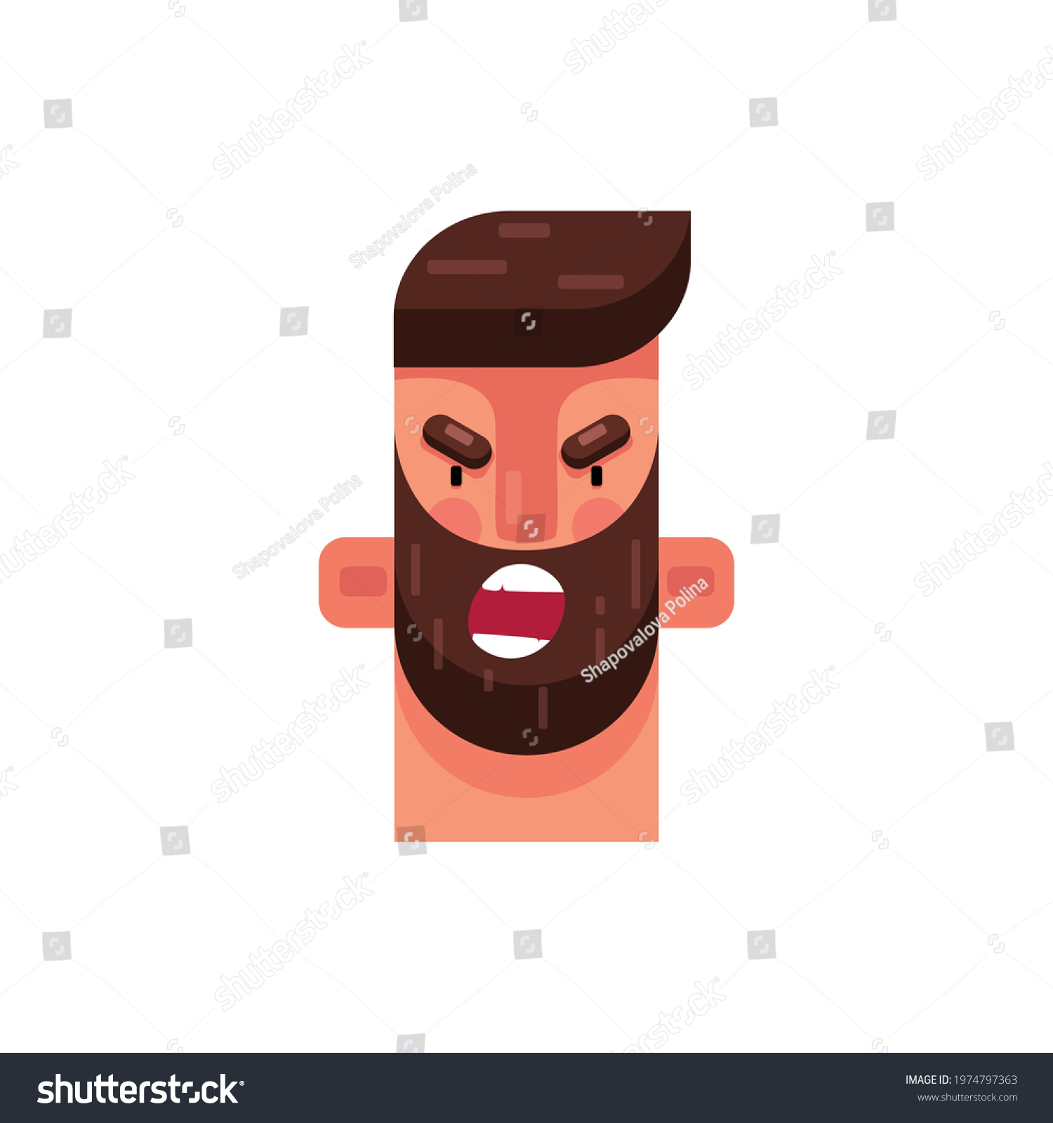 Angry Man Flat Cartoon Style Screaming Stock Vector (Royalty Free ...