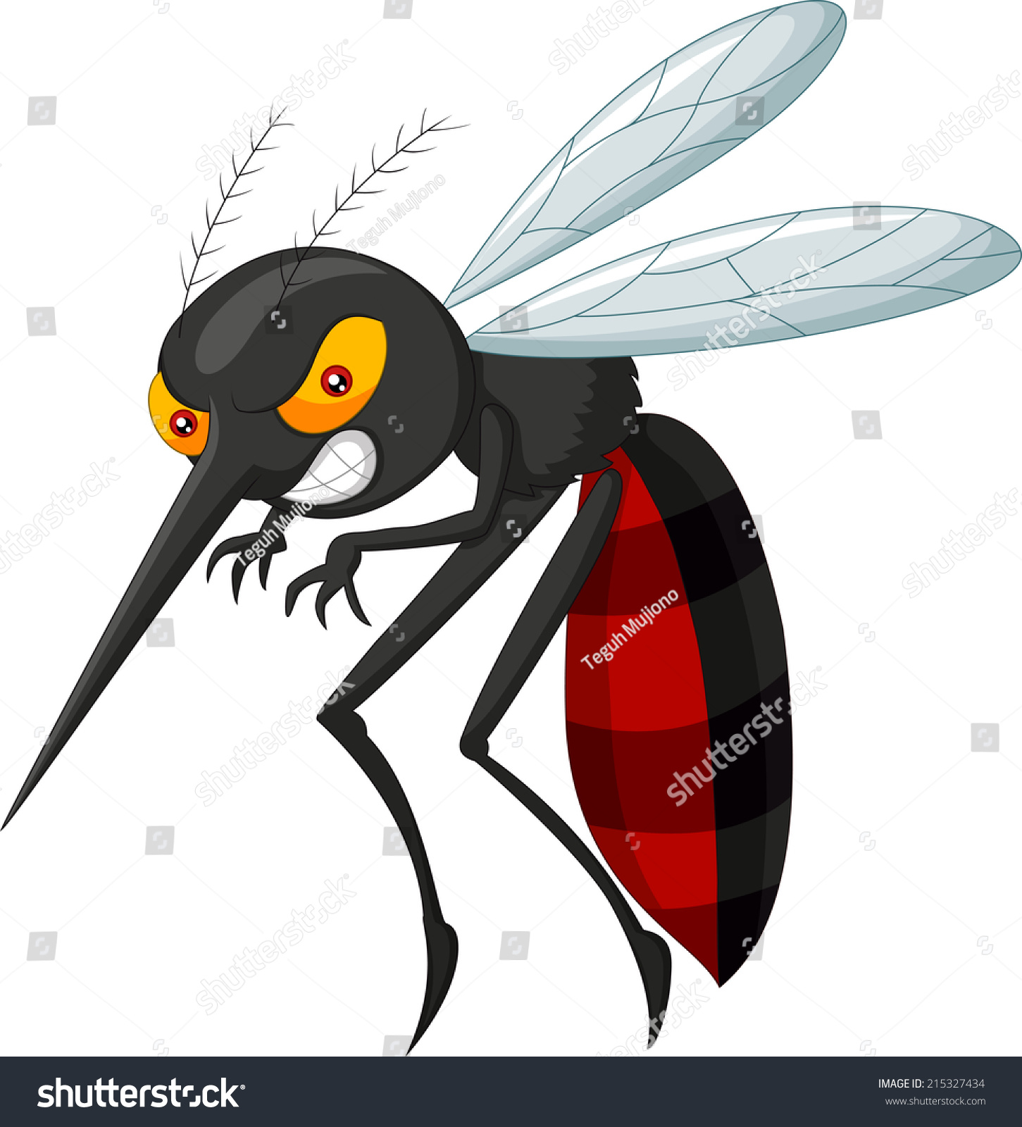 Angry Mosquito Cartoon Stock Vector Illustration 215327434 : Shutterstock