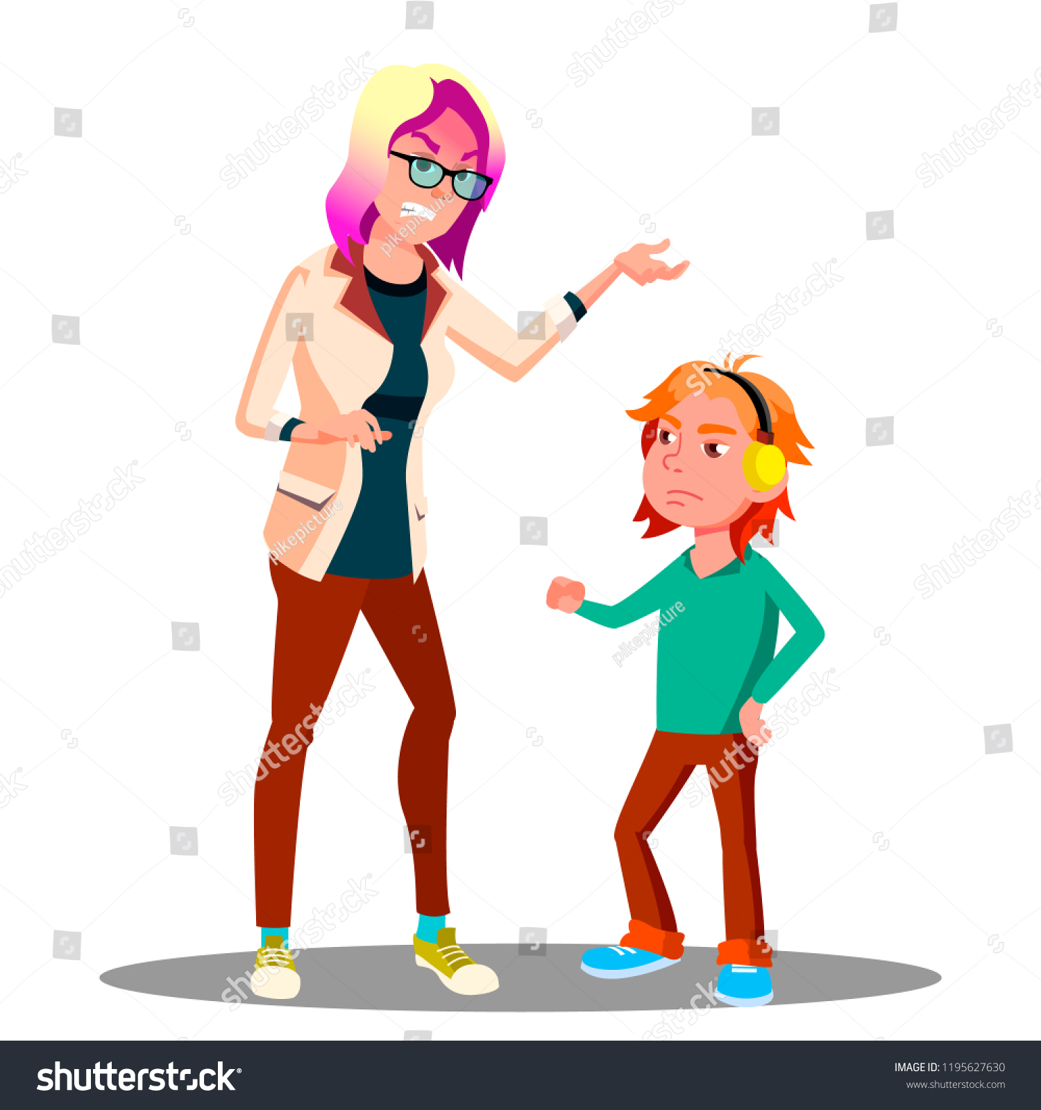 Angry Mother Scolding Her Son Vector Stock Vector Royalty Free 1195627630 Shutterstock 
