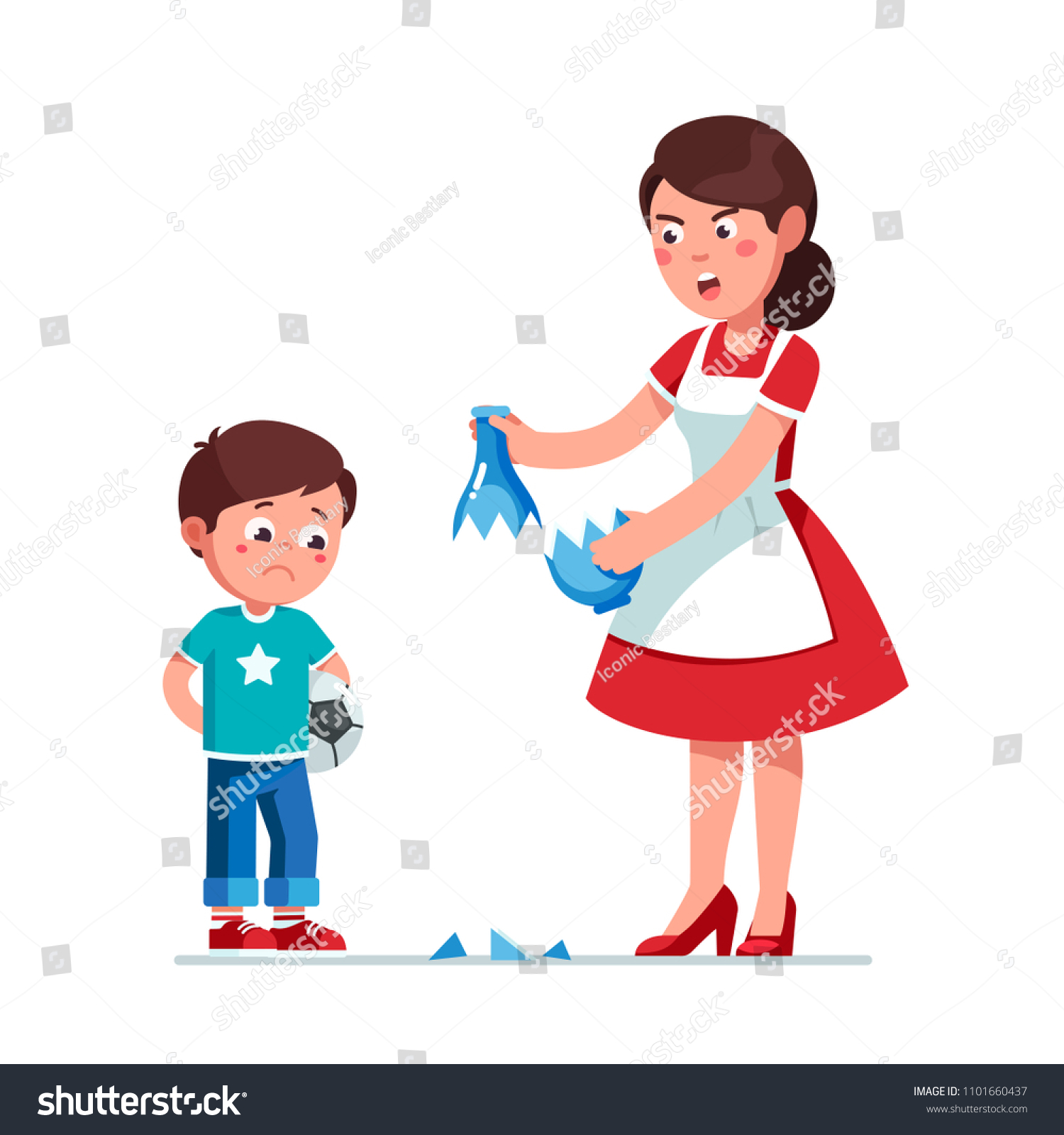 Angry Mother Scolding Sad Preschool Son Stock Vector Royalty Free 1101660437 