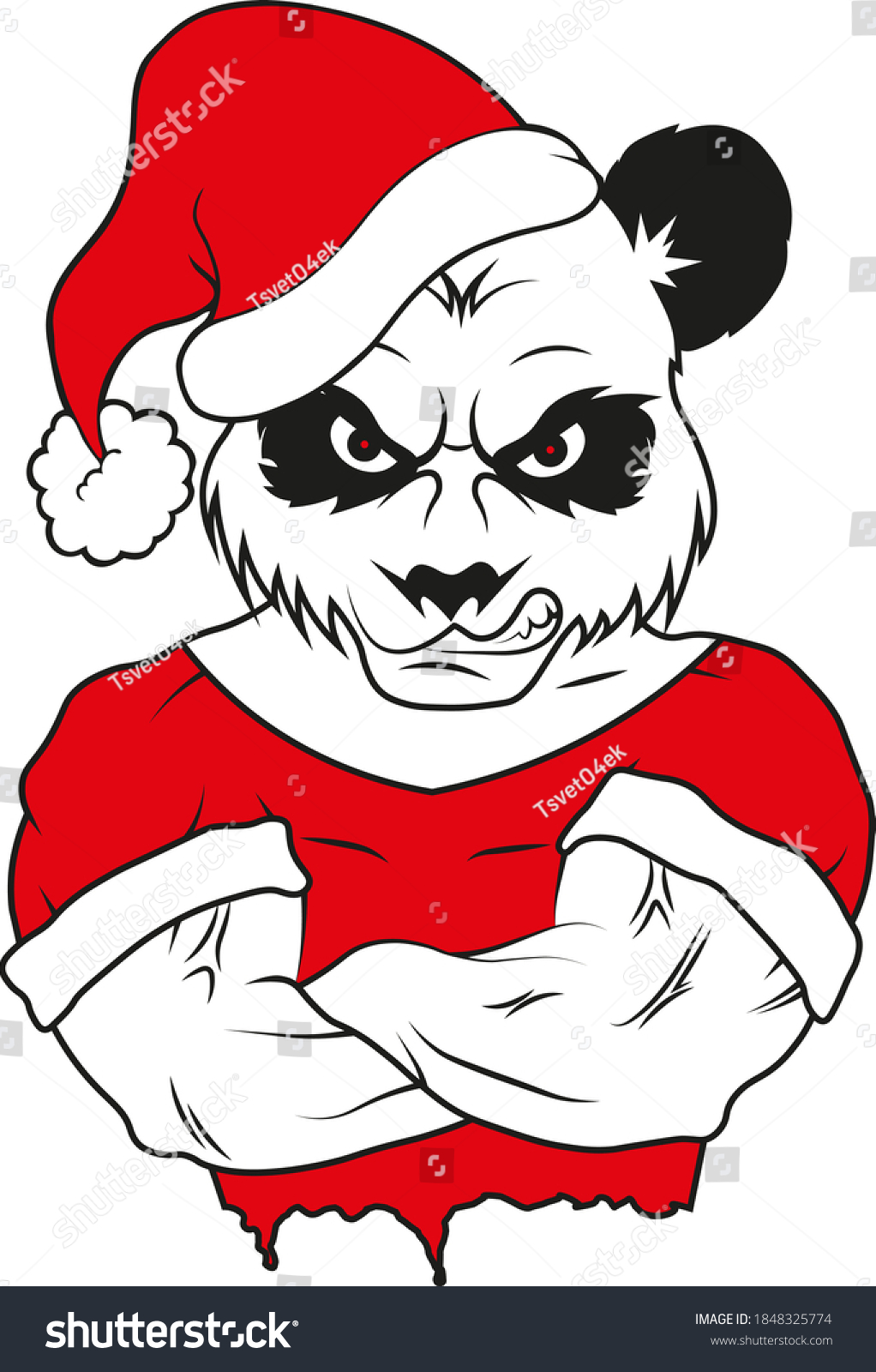 SVG of Angry panda bear santa claus wearing a christmas hat svg file for your design svg