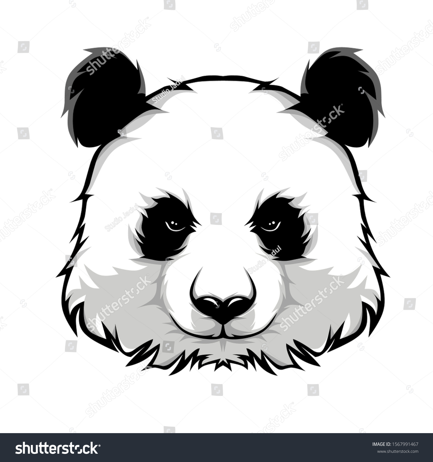 Angry Panda Face Vector Illustration Stock Vector (Royalty Free ...