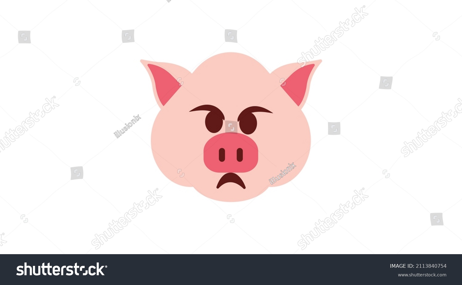 SVG of Angry piggy face emoticon. Pig sign for mobile concept and web design. Doubtful piggy face emoji  vector icon. Pig year zodiac symbol, logo illustration. Pixel perfect vector svg