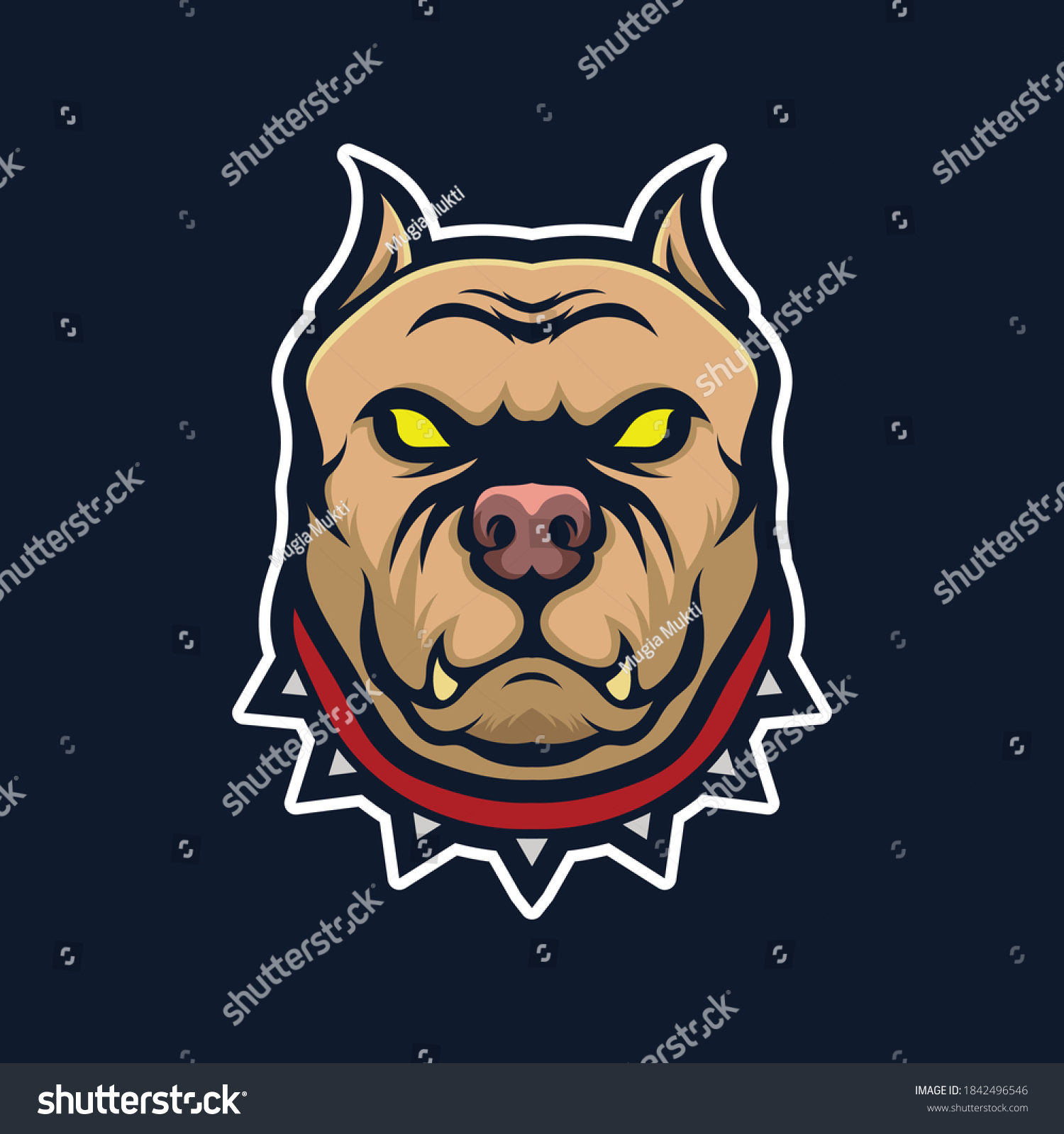 Angry Pitbull Dog Premium Vector Stock Vector (Royalty Free) 1842496546