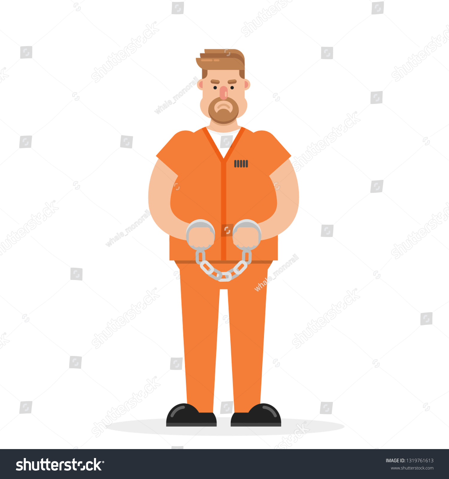 Angry Prisoner Man Standing Orange Jumpsuit Stock Vector (royalty Free 