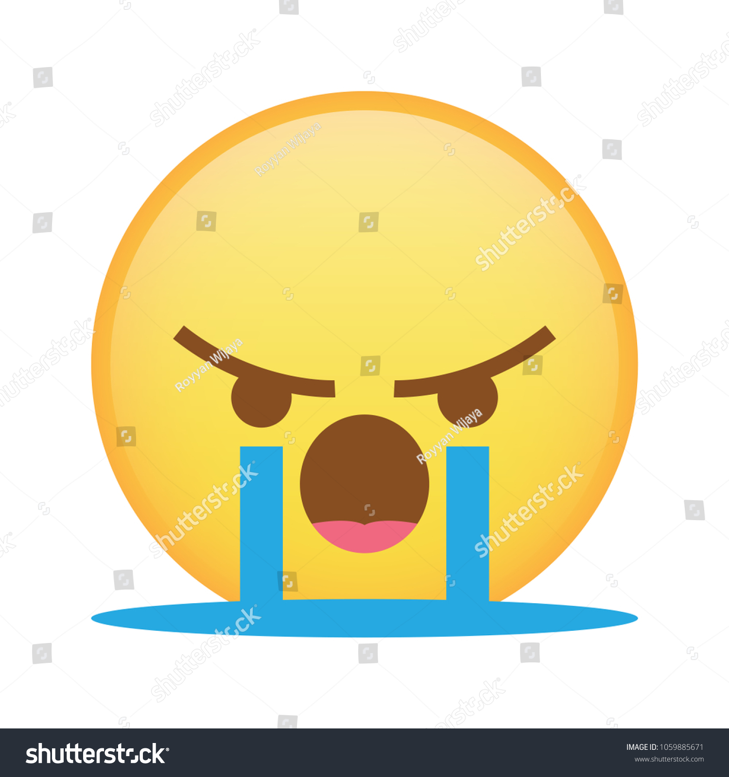 Angry React Emoji Cry That Represent Stock Vector Royalty Free