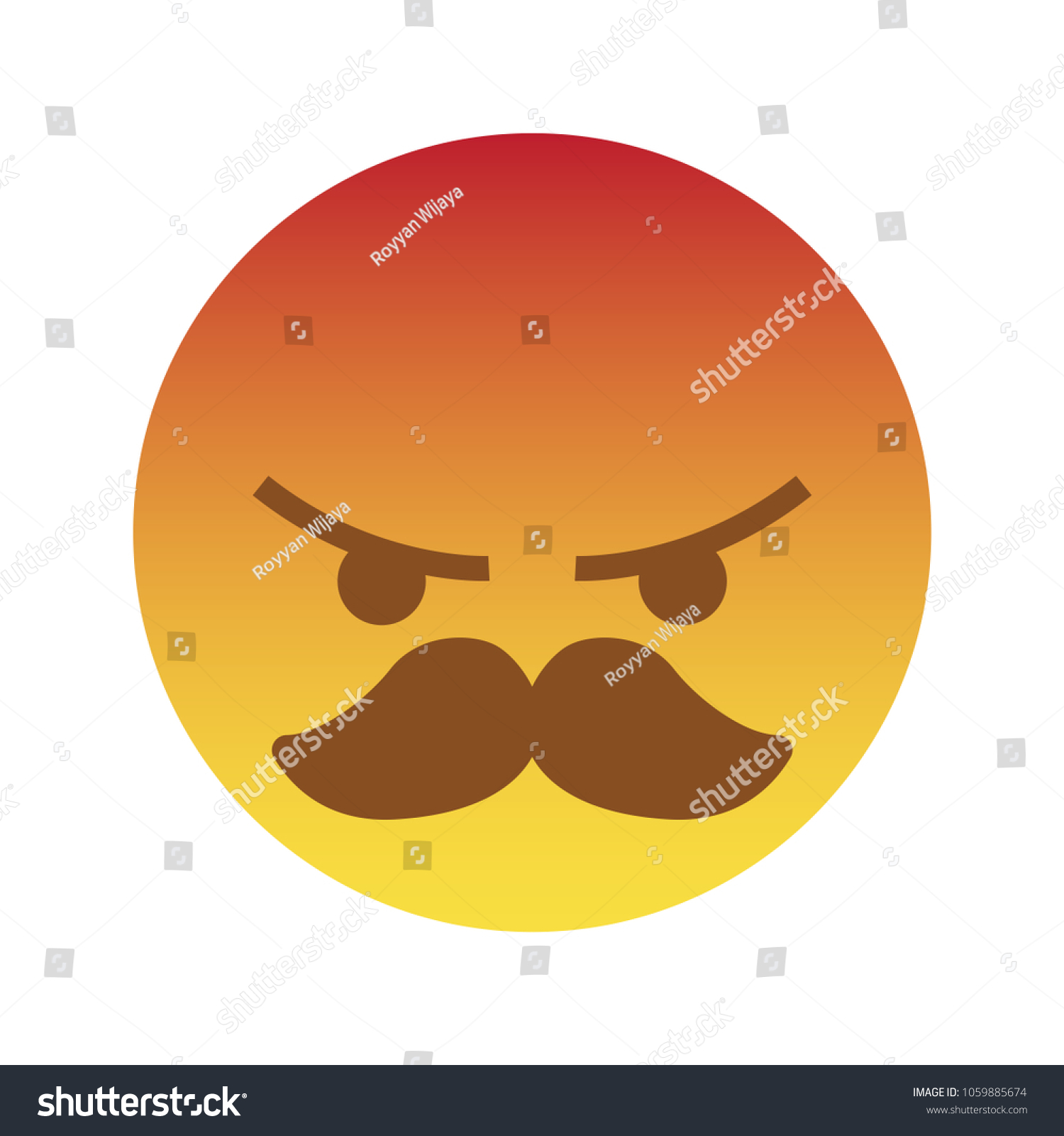 Angry React Emoji Mustache Gentleman Suitable Stock Vector Royalty