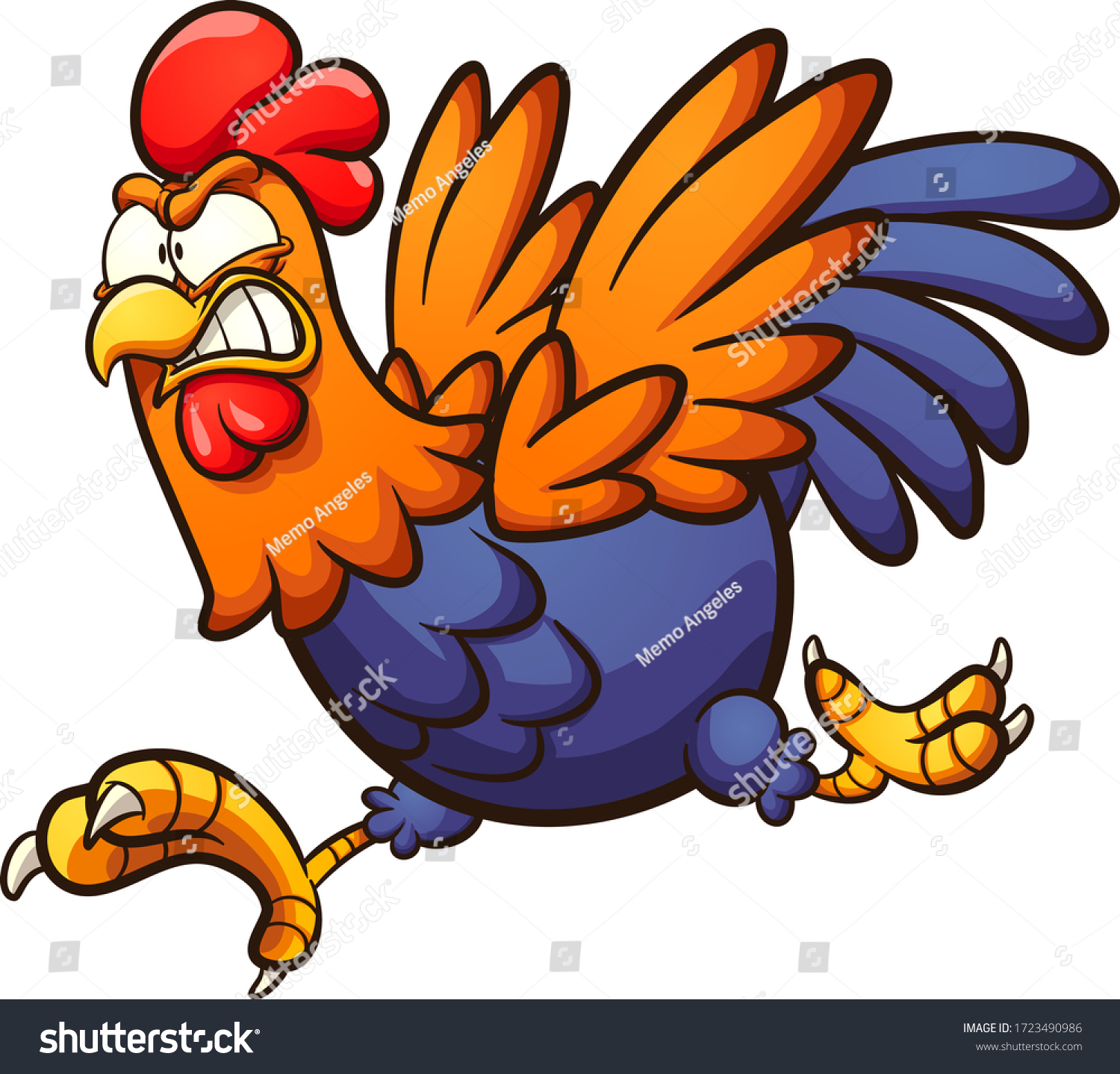 Angry Running Cartoon Rooster Vector Clip Stock Vector (Royalty Free ...
