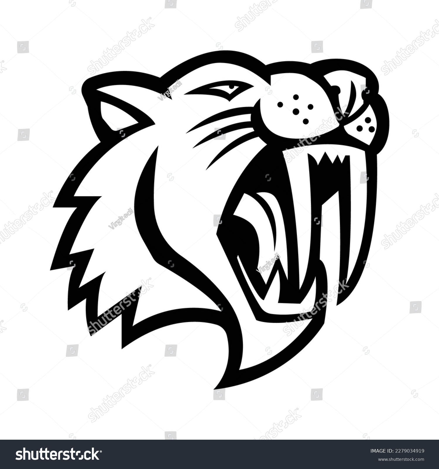 SVG of Angry sabretooth silhouette vector icon drawing svg