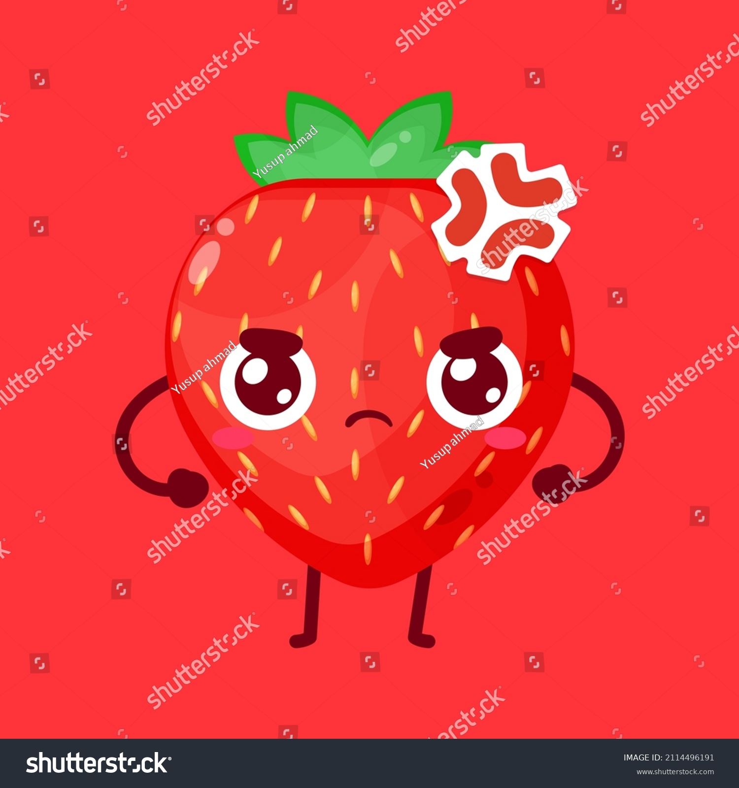 Angry Strawberry Cartoon Character Vector Stock Vector (Royalty Free
