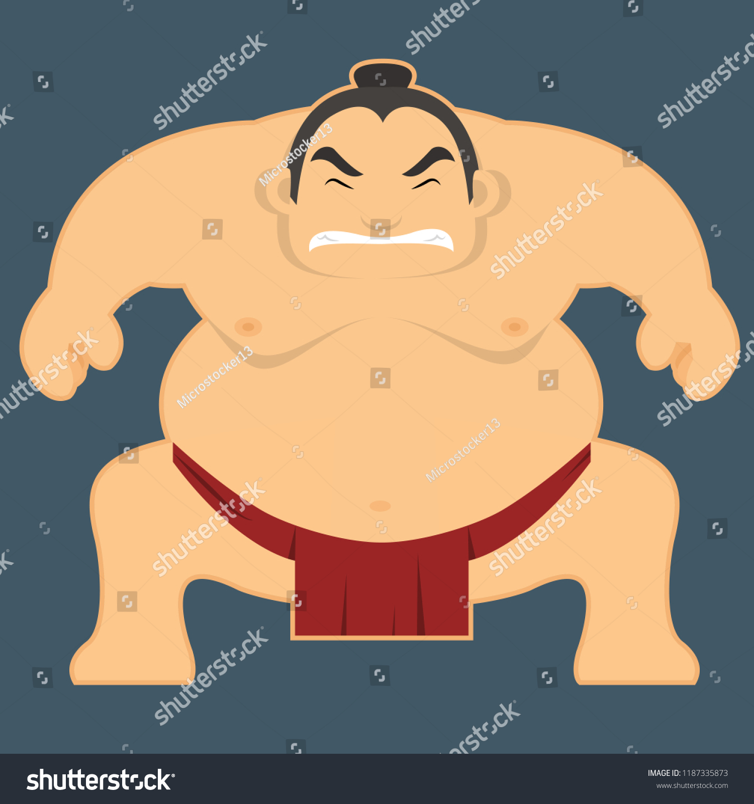 Angry Sumo Wrestler Cartoon Character Illustration: เวกเตอร์สต็อก (ปลอด