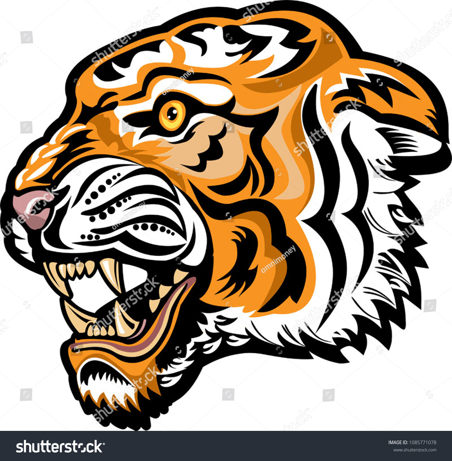 Angry Tiger Face Stock Vector (Royalty Free) 1085771078 | Shutterstock