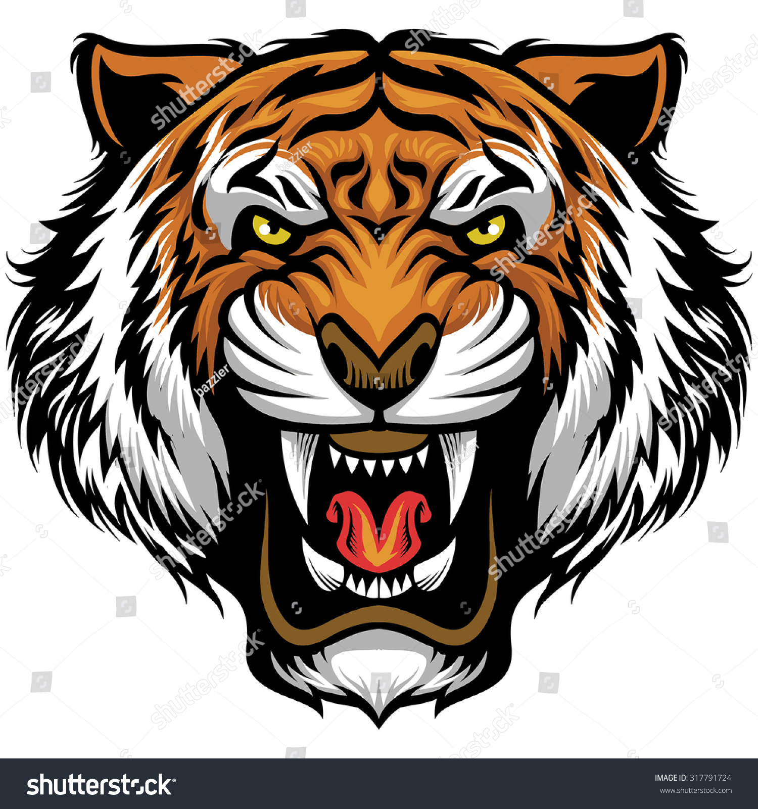 Angry Tiger Face Stock Vector Royalty Free