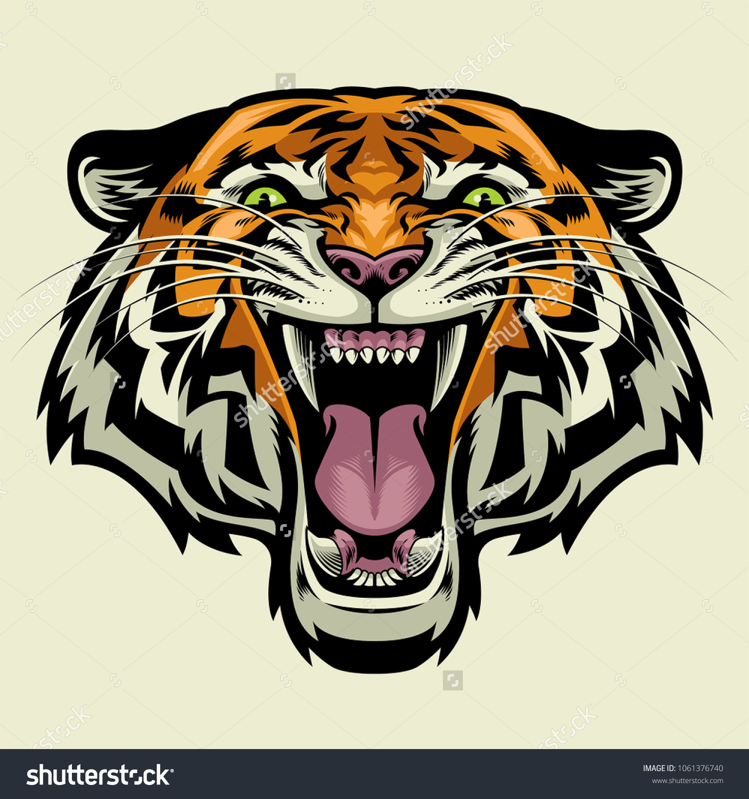 Angry Tiger Head Stock Vector Royalty Free 1061376740 