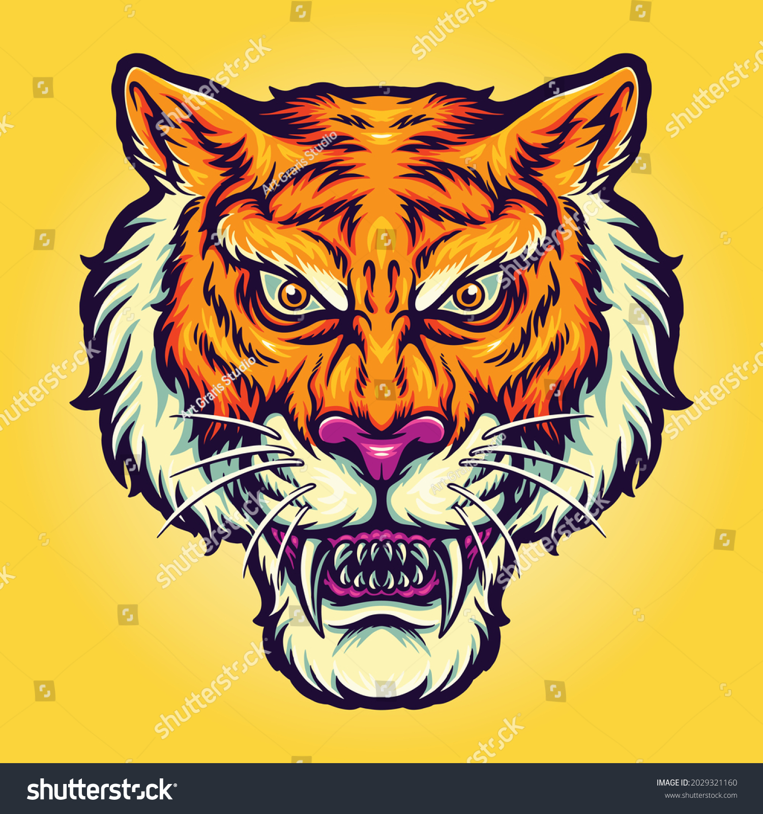SVG of Angry Tiger Head Vector illustrations for your work Logo, mascot merchandise t-shirt, stickers and Label designs, poster, greeting cards advertising business company or brands. svg
