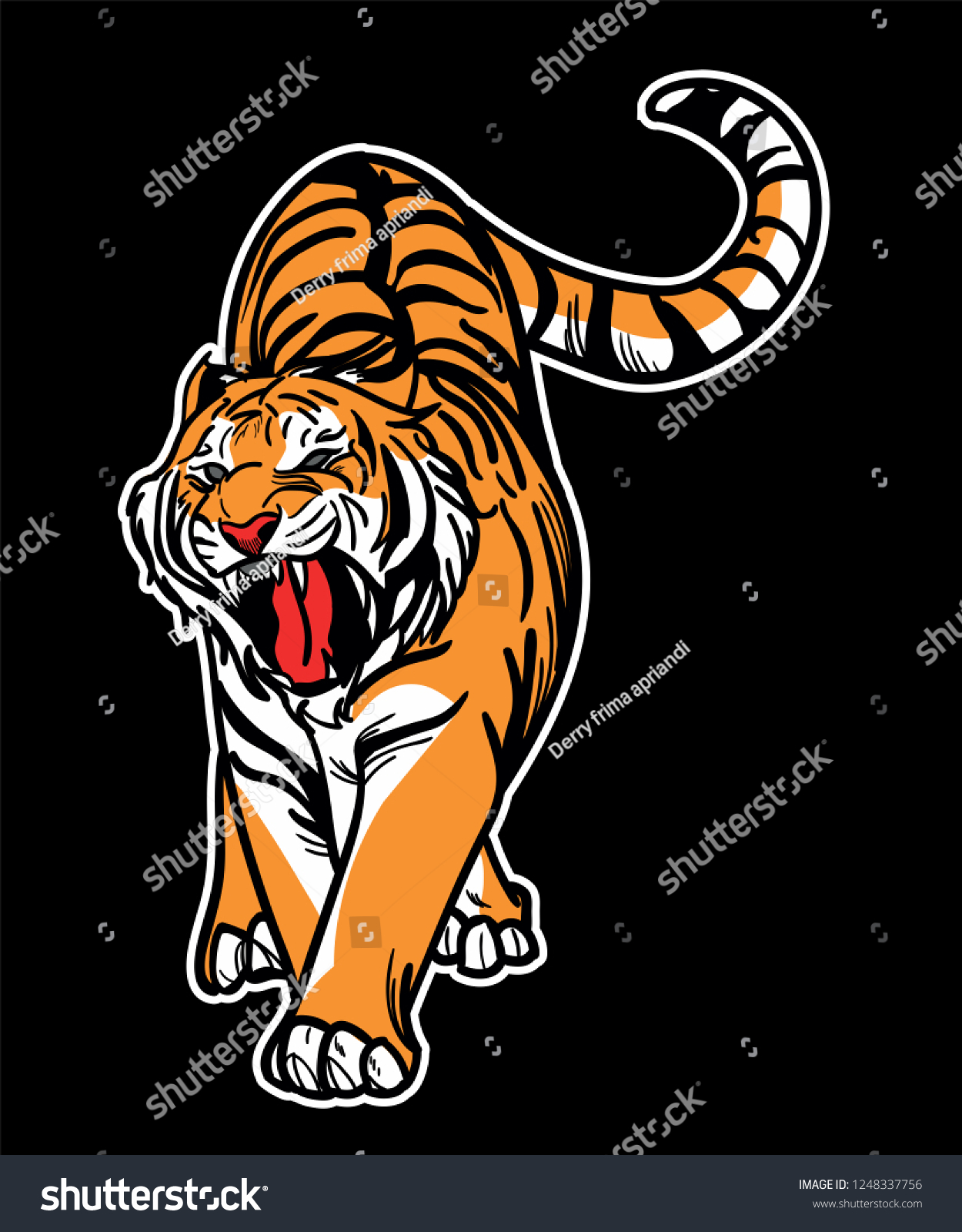 Angry Tiger Vector Stock Vector Royalty Free 1248337756 