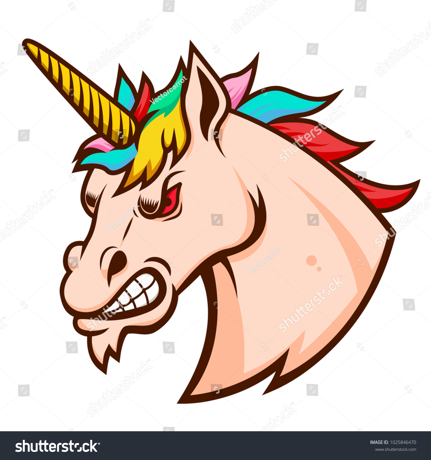 SVG of Angry unicorn head. Design element for logo, label, emblem, sign. Vector illustration svg
