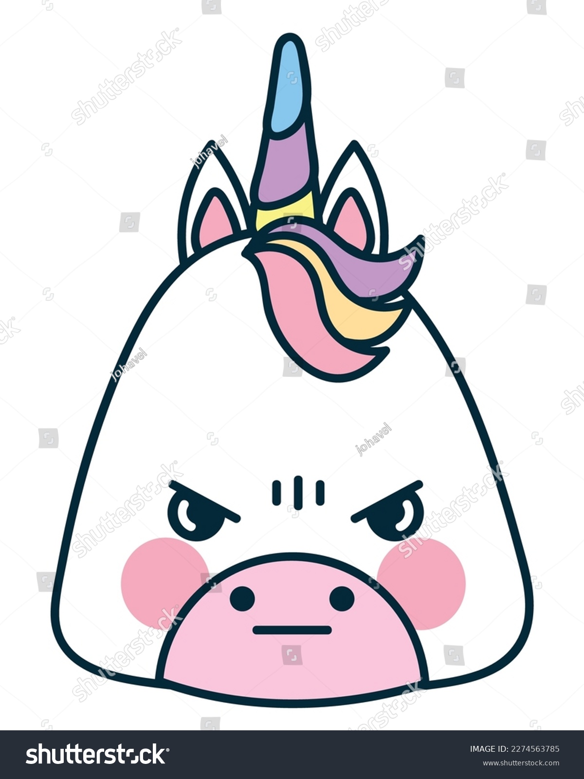 SVG of angry unicorn head doodle icon isolated svg