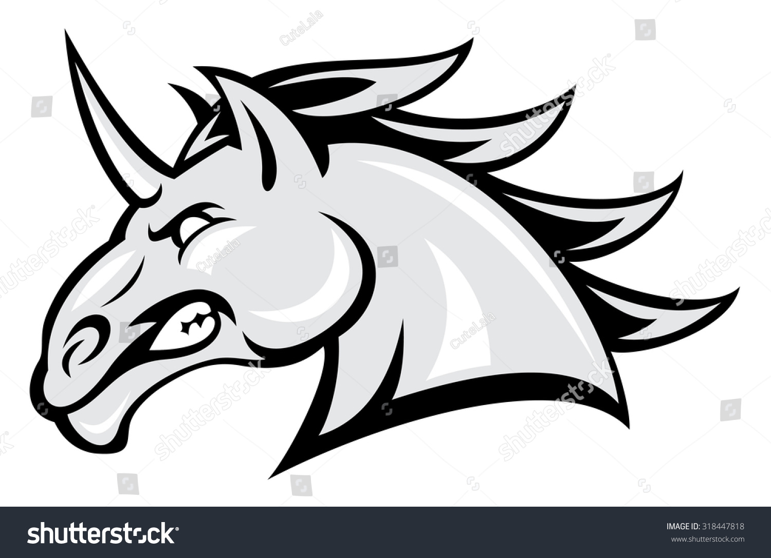 SVG of angry unicorn head  mascot, vector illustration svg