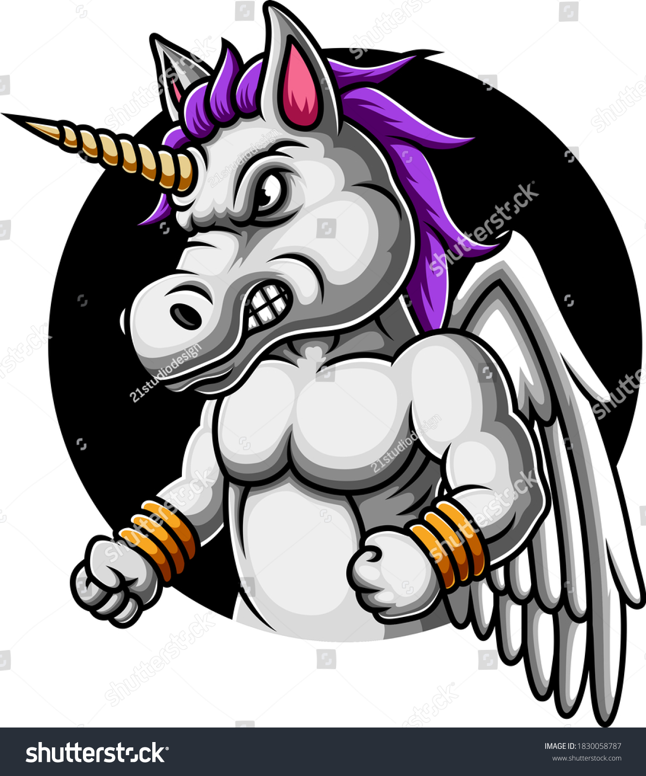 SVG of Angry Unicorn mascot logo design of illustration svg