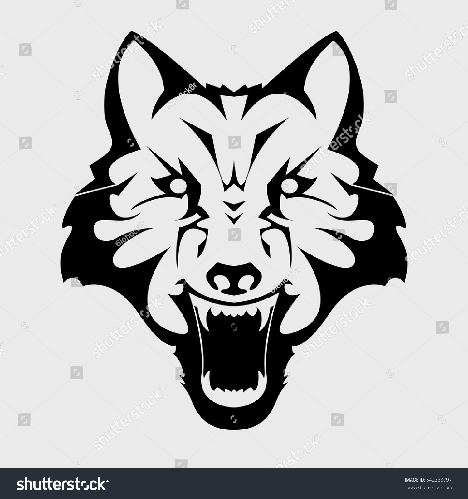 Angry Wolf Head Emblem Mascot Head Vetor Stock Livre De Direitos