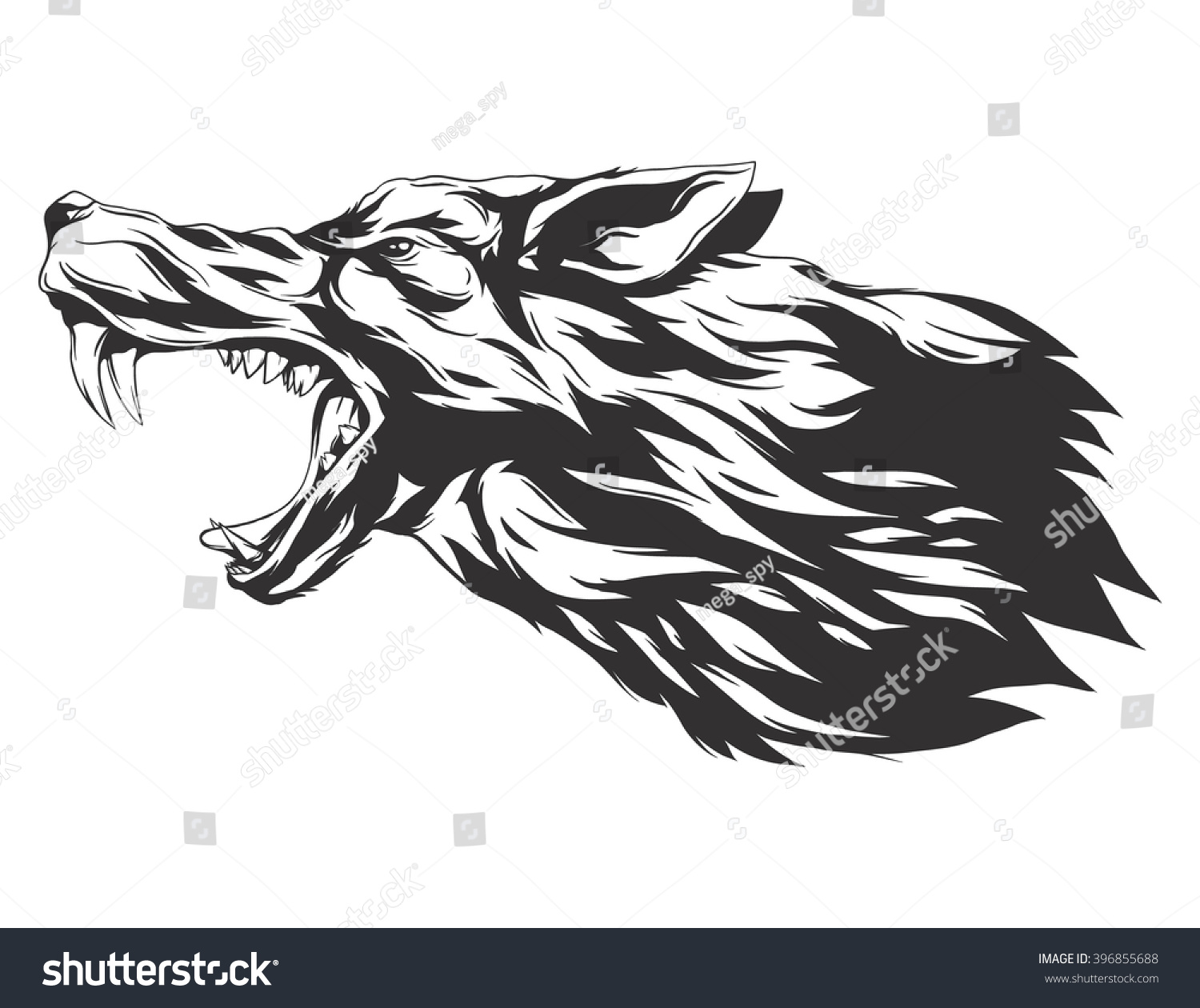 shirt t angry vector Wolf Monochromatic Your Stock Head Logo Angry Vector