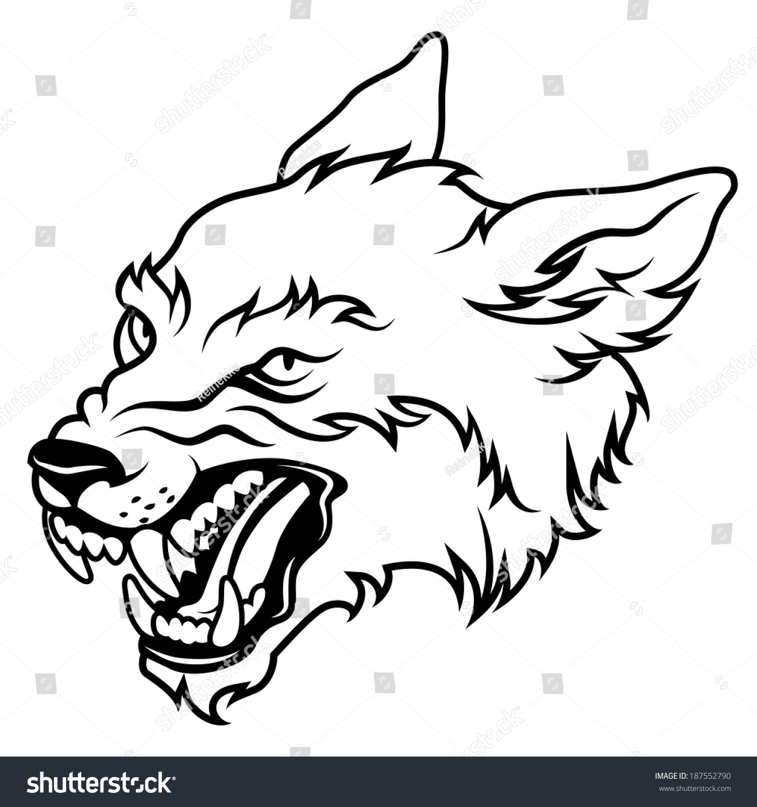 Angry Wolf Head Vector Illustration Isolated 库存矢量图（免版税）187552790