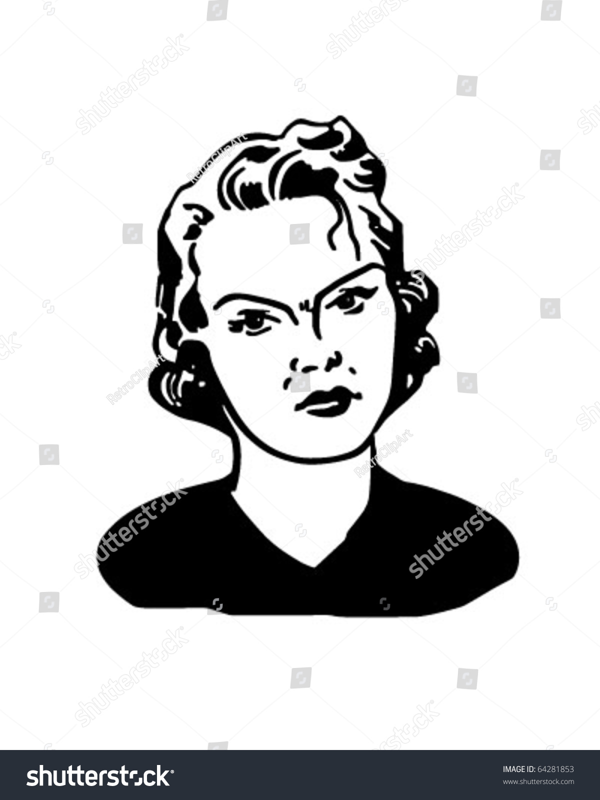 SVG of Angry Woman - Retro Clipart Illustration svg