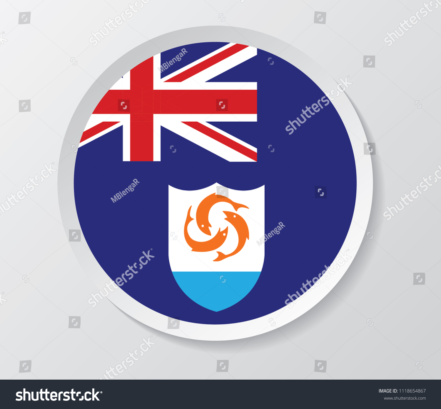 Anguilla Flag Circle Round Shape Icon Stock Vector Royalty Free