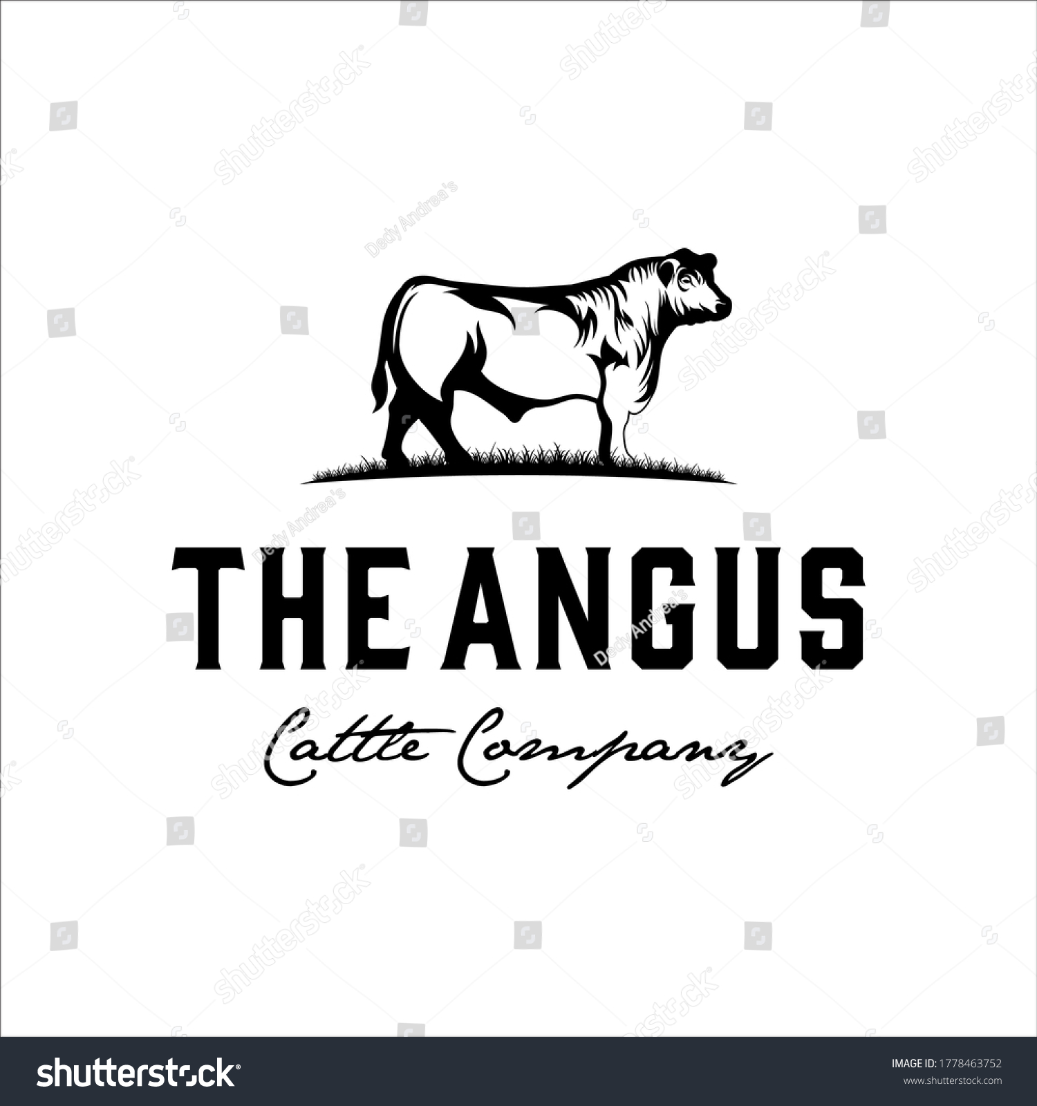 SVG of Angus bull logo design with classic and elegant style svg