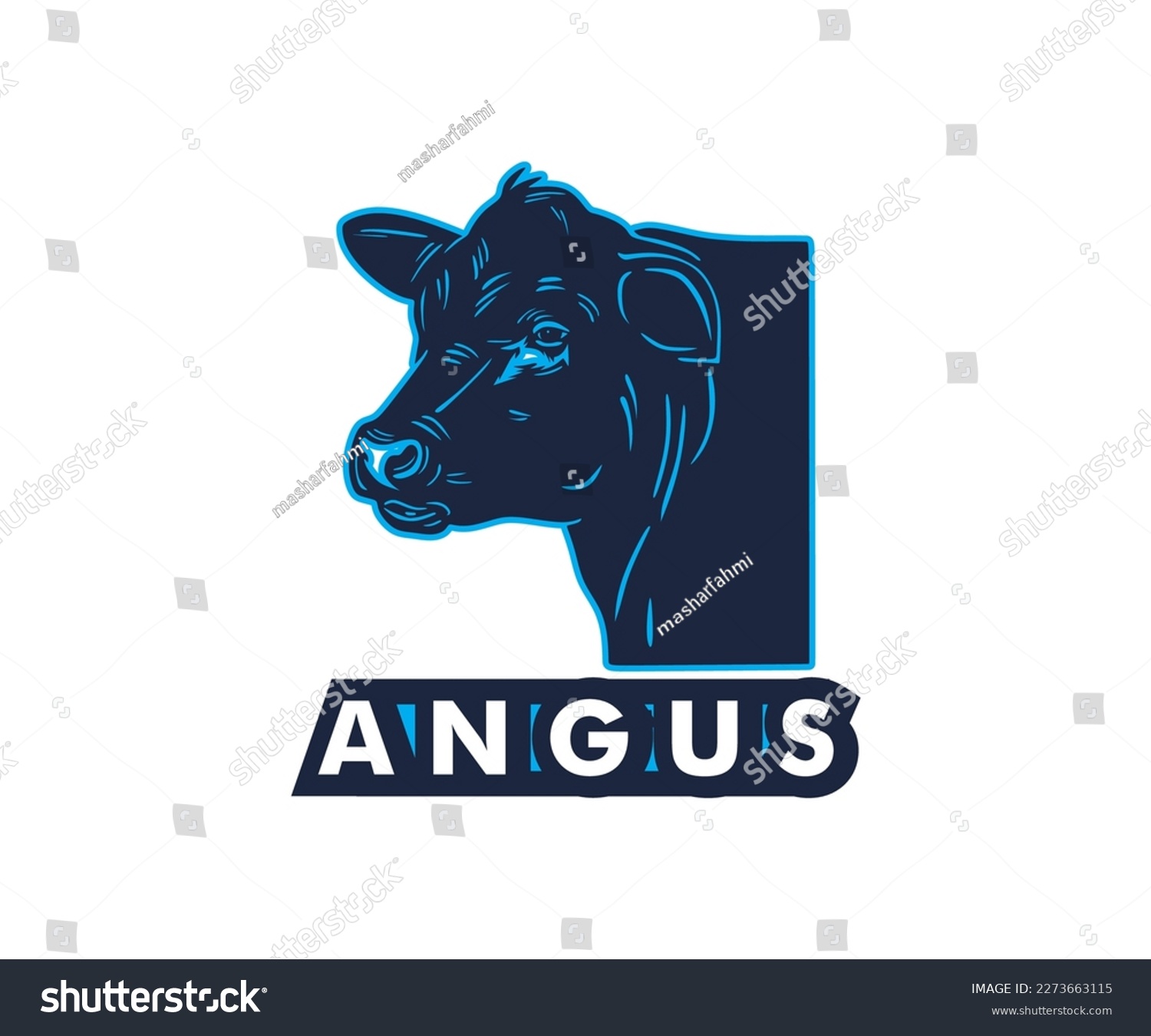 SVG of ANGUS CATTLE HEAD LOGO silhouette of great bull head vector illustrations svg