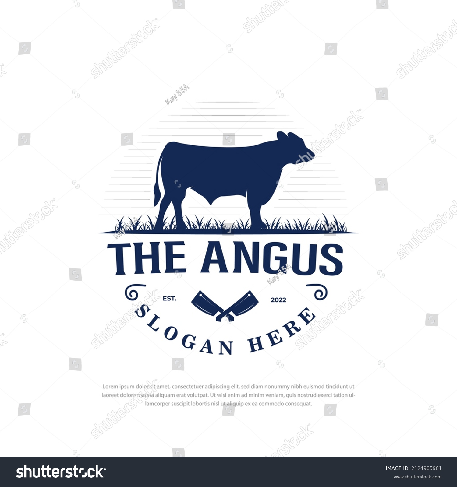 SVG of Angus cow animal logo on grass, Vintage Cow logo design inspiration Vector svg