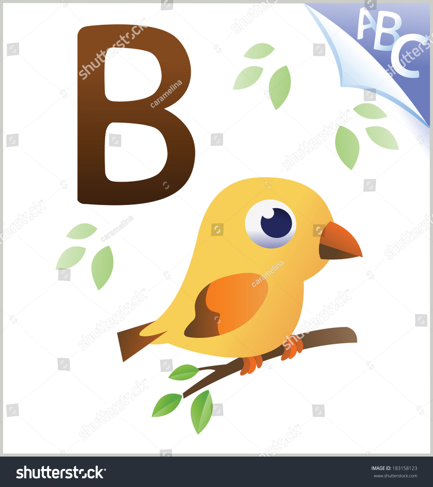 Animal Alphabet Kids B Bird Stock Vector (Royalty Free) 183158123