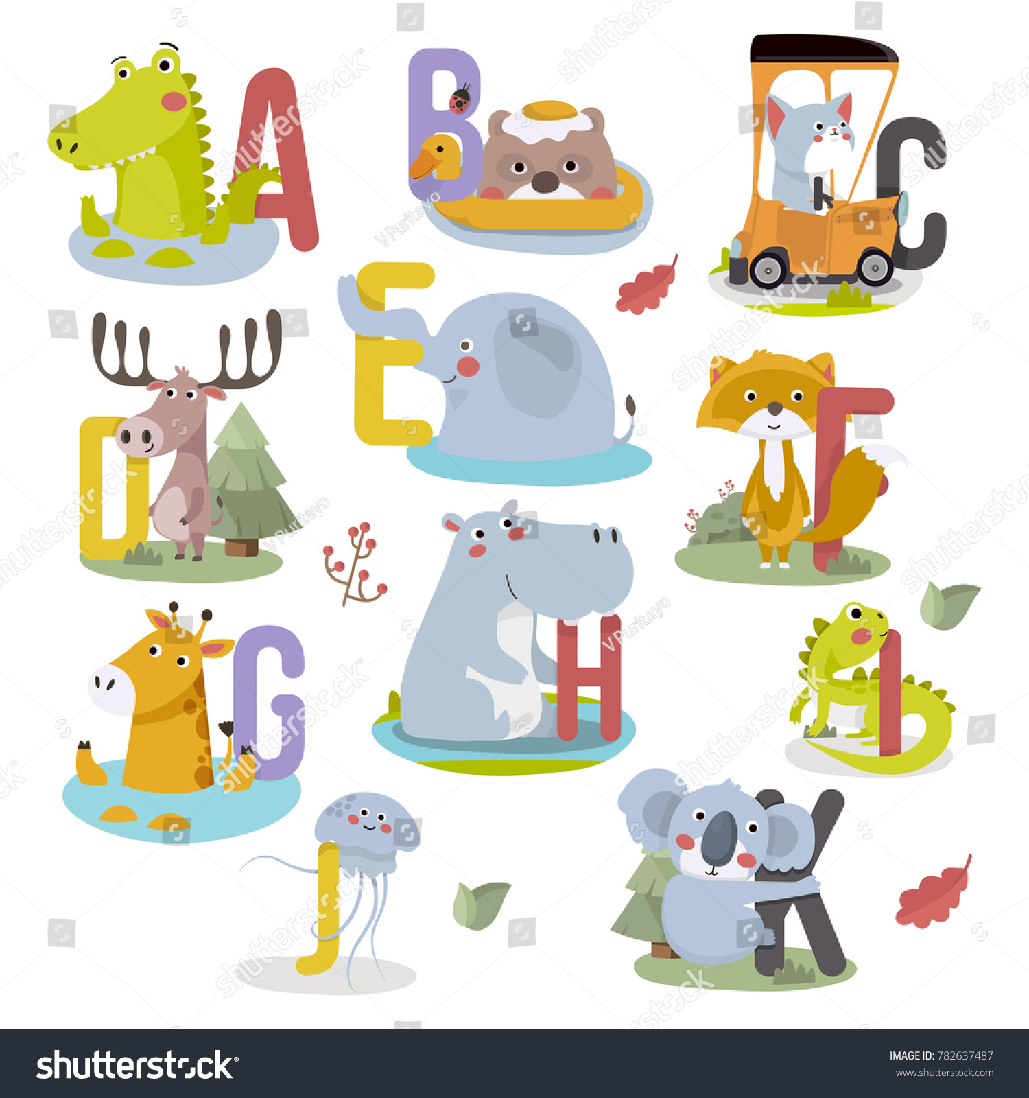 Animal Alphabet Graphic K Cute Vector Stock Vector (Royalty Free ...