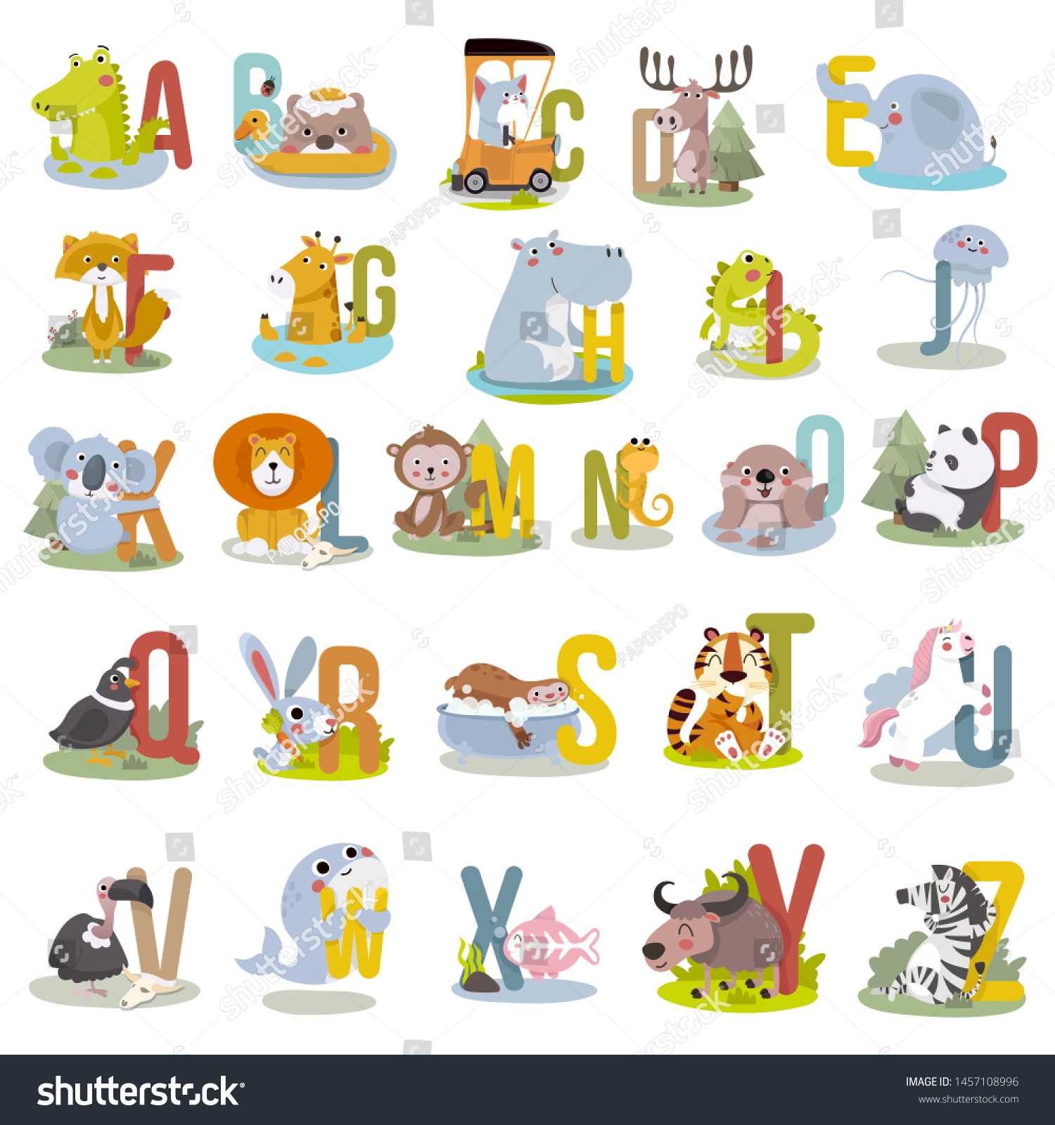 Animal Alphabet Graphic Z Cute Vector: Vector De Stock (libre De ...