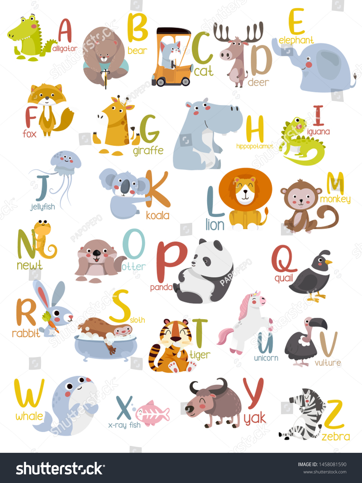 Animal Alphabet Graphic Z Cute Vector Stock Vector (Royalty Free ...