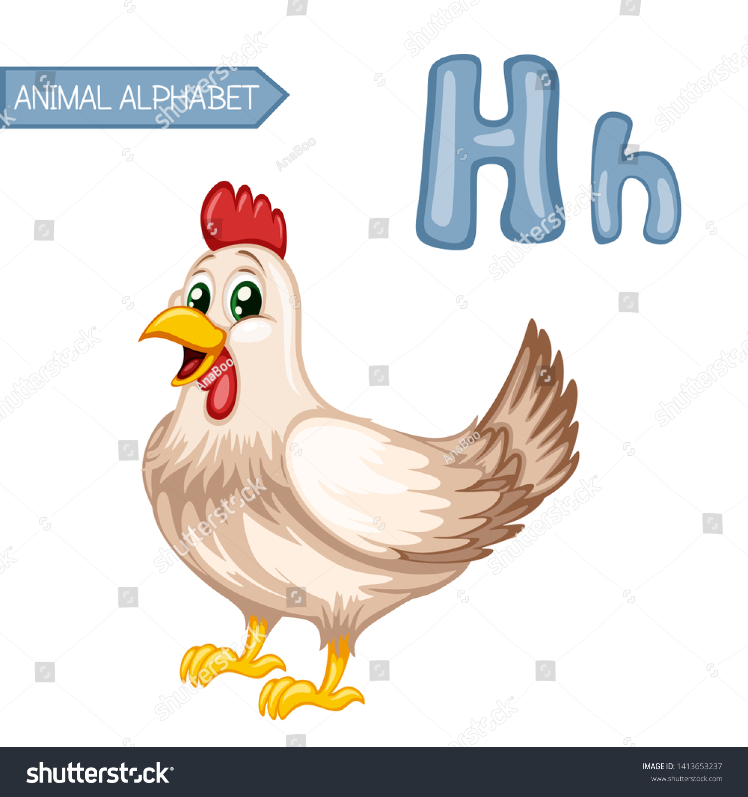 Animal Alphabet H Hen Cute Cartoon Stock Vector (Royalty Free ...