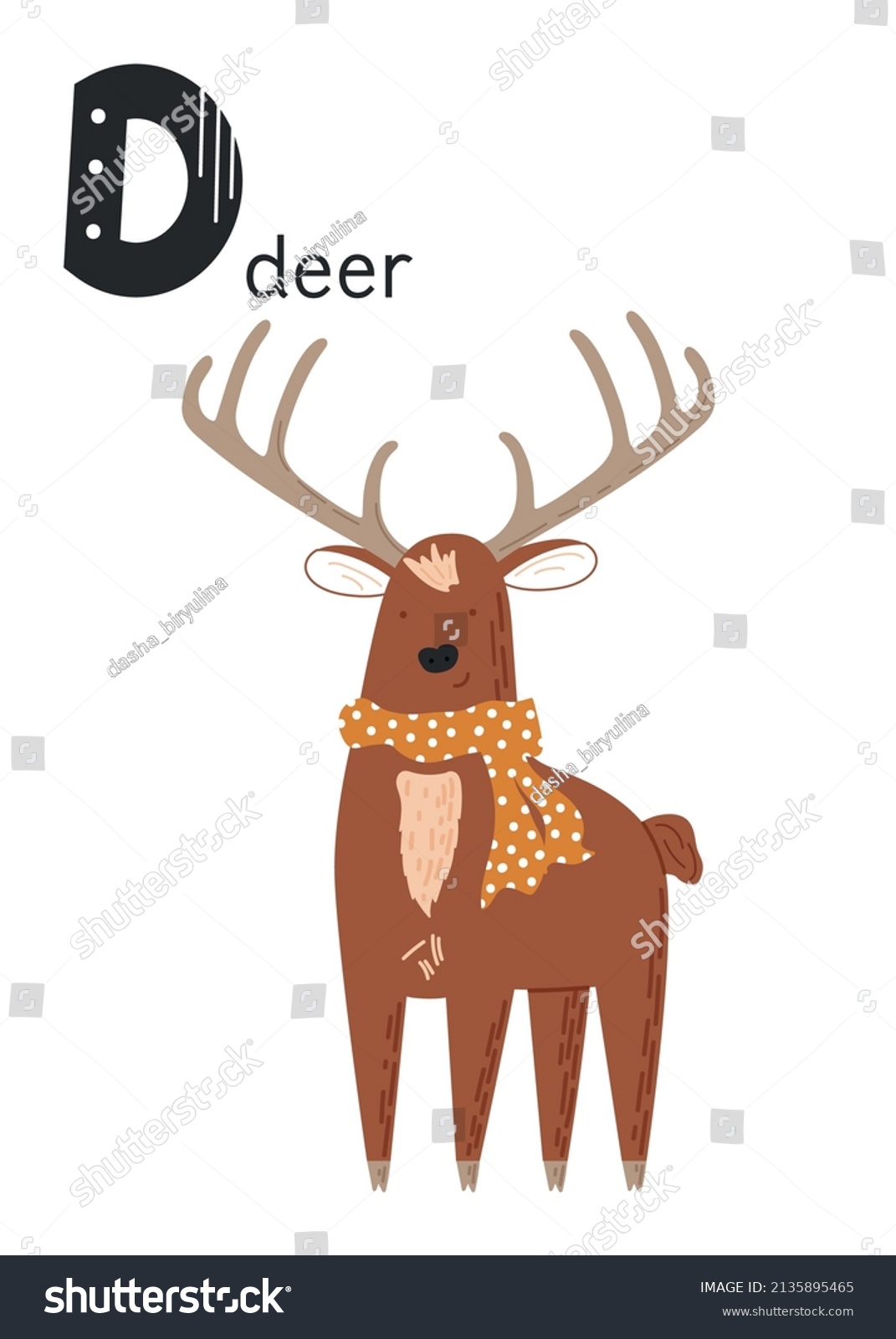 Animal Alphabet Handdrawn Cute Deer Cute Stock Vector (Royalty Free ...