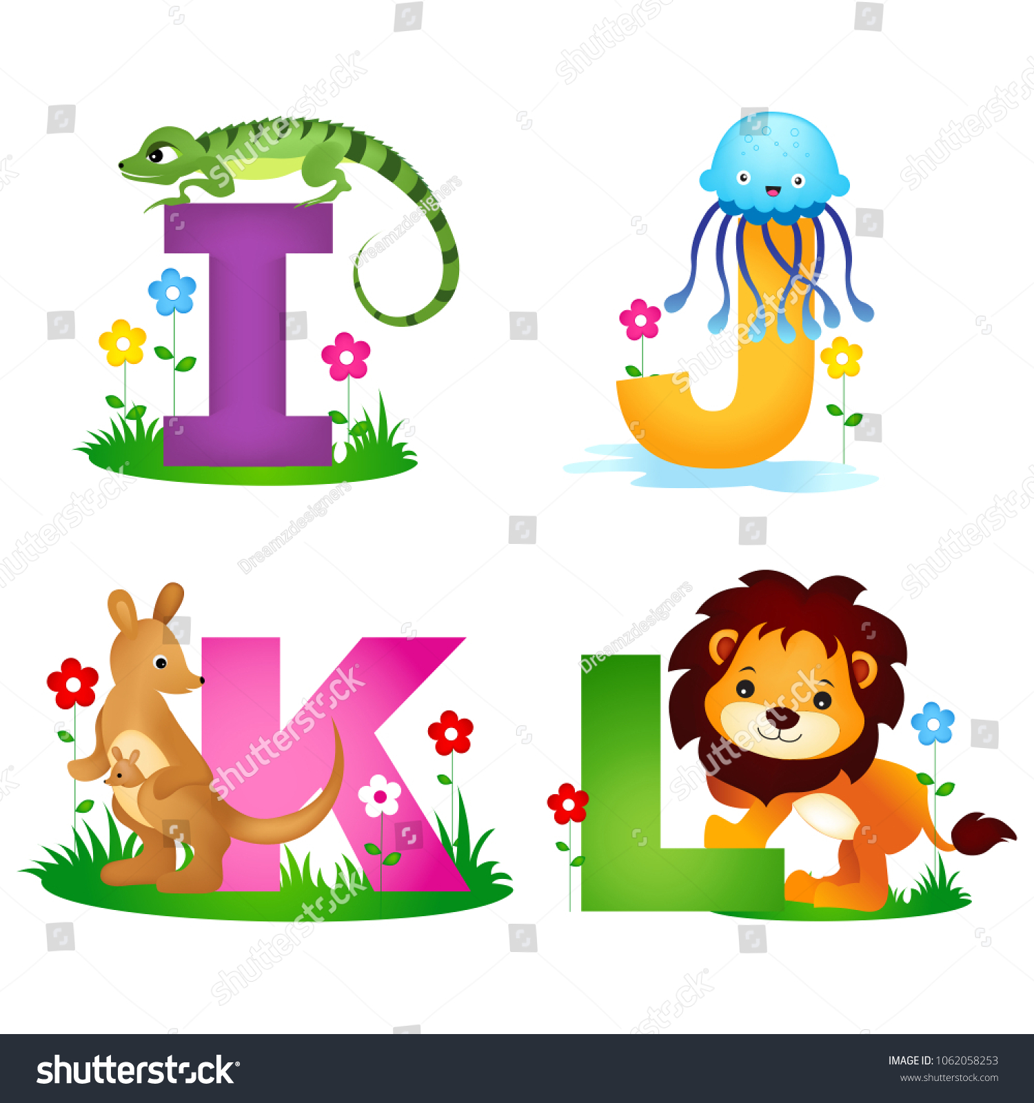 Animal Alphabet Letter J K L Stock Vector Royalty Free