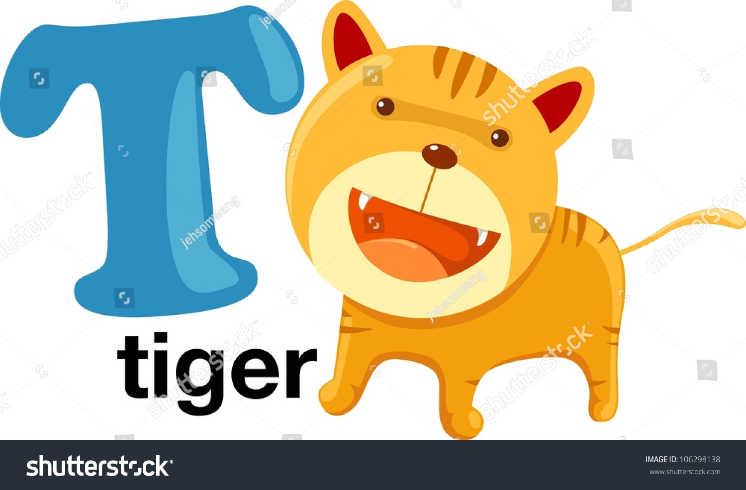 Animal Alphabet Letter - T Stock Vector Illustration 106298138 ...