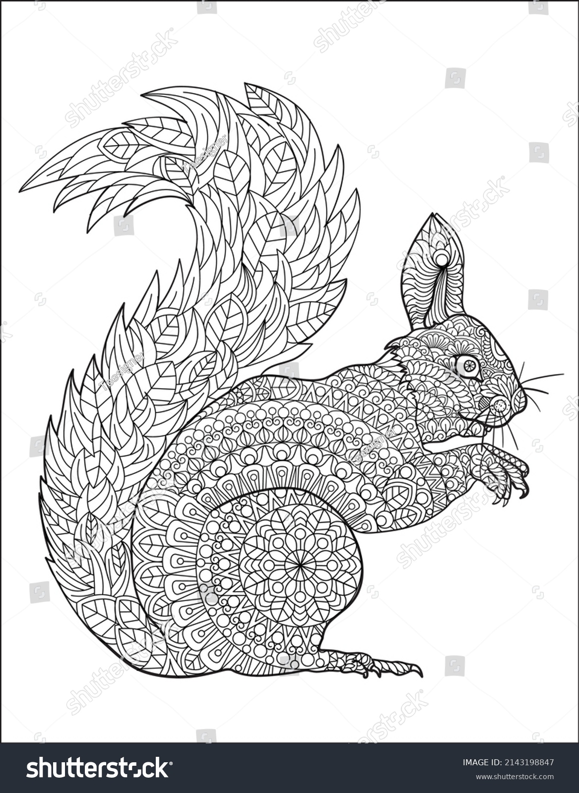 Animal Doodle Art Coloring Pages Adults Stock Vector (Royalty Free ...