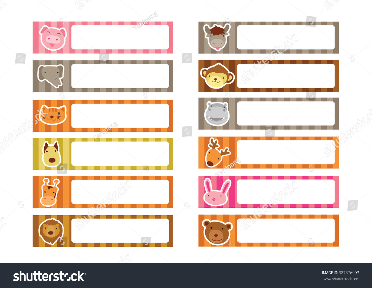 Animal Face Frame Vector Cartoon Stock Vector (Royalty Free) 387376093