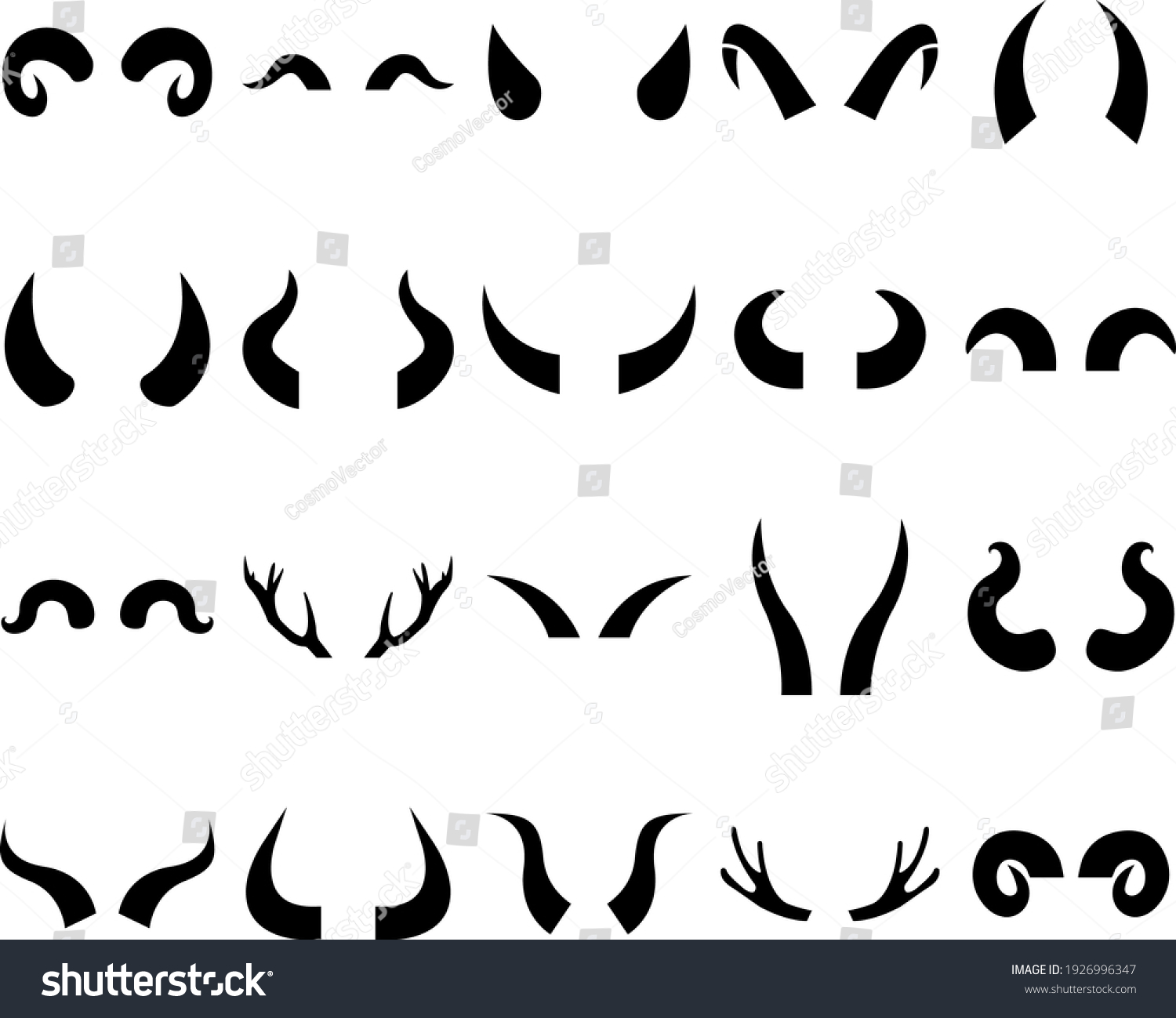 Animal Horns Icon Logo Isolated On Stock Vector (Royalty Free ...