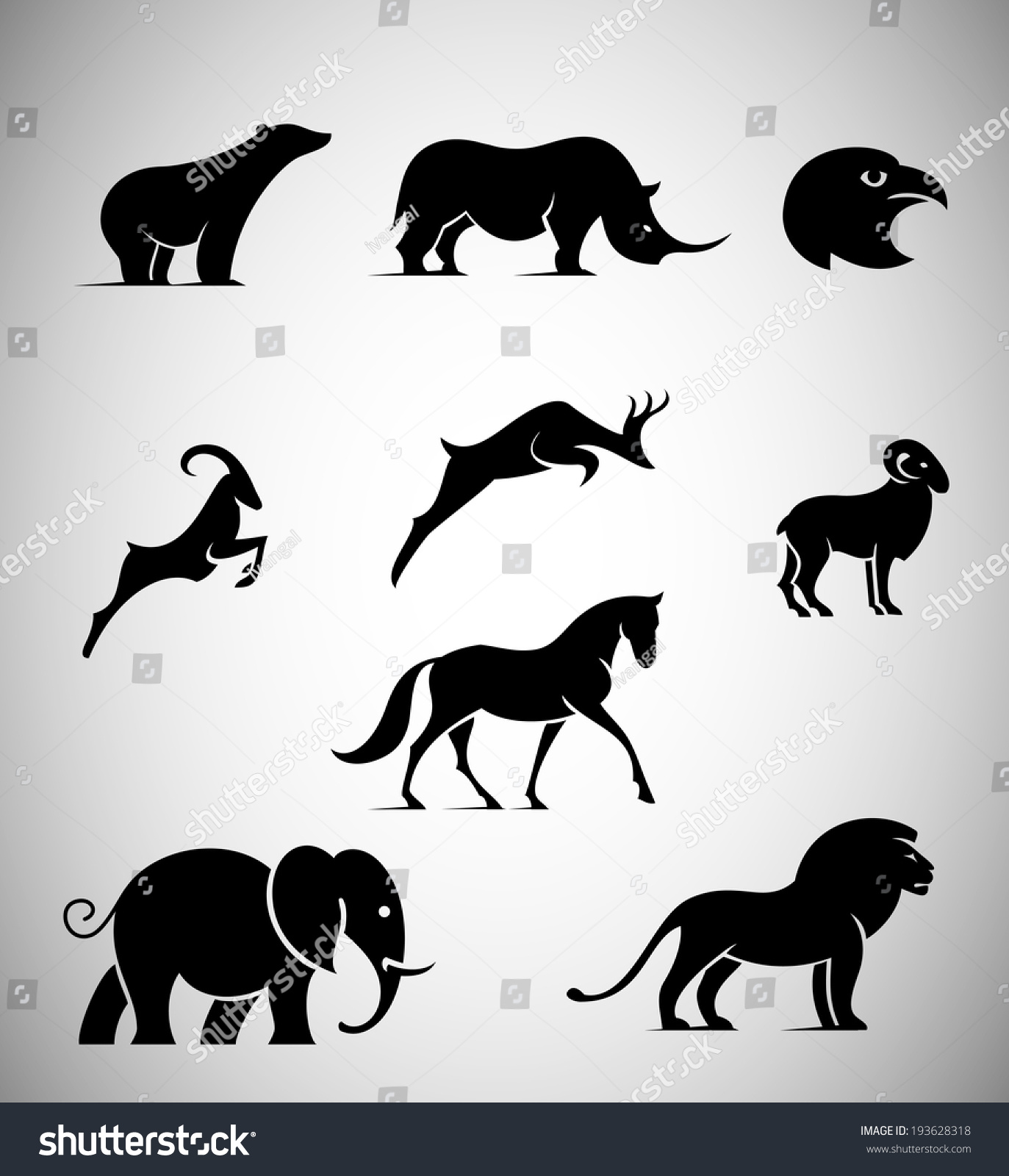 Animal Iconic Shapes Stock Vector Illustration 193628318 : Shutterstock