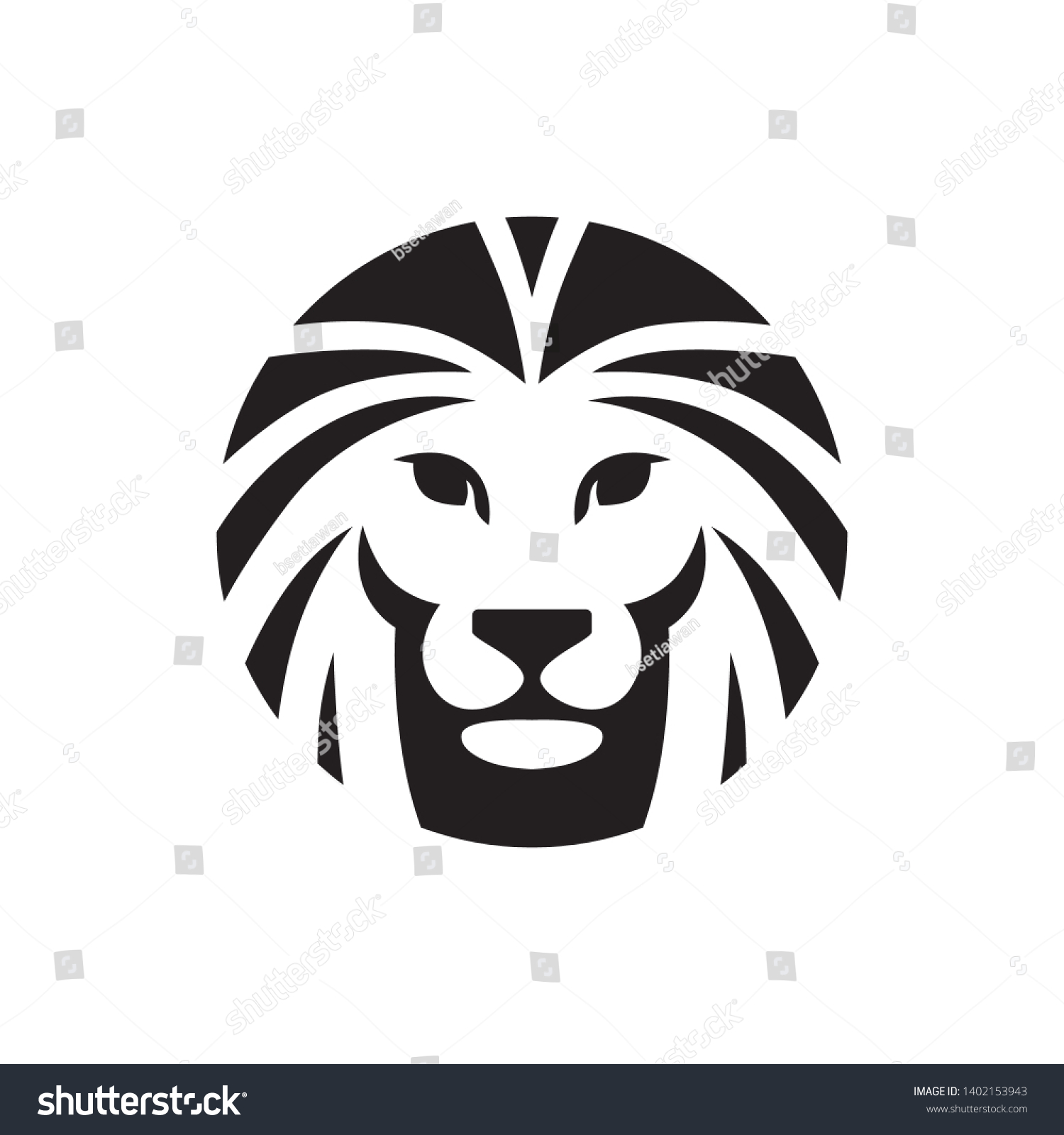 Animal Lion Logo Design Vector Face Stock Vector (Royalty Free) 1402153943