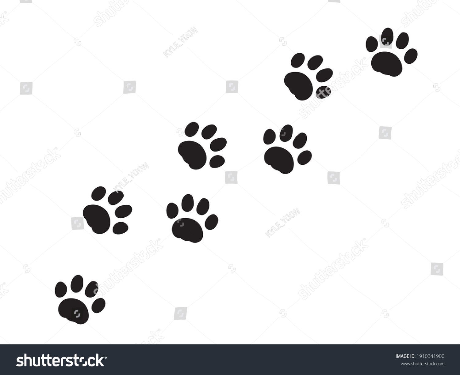 Animal Paw Footprint Vector Walk Stock Vector (Royalty Free) 1910341900 ...